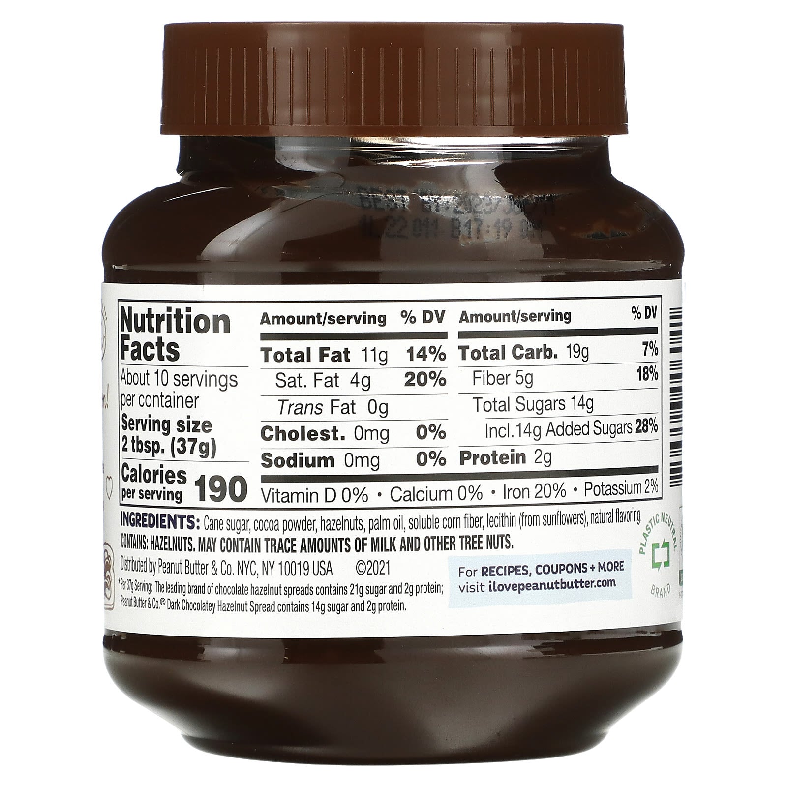 Peanut Butter & Co., Hazelnut Spread, Dark Chocolatey Hazelnut, 13 oz (369 g) - Image 2