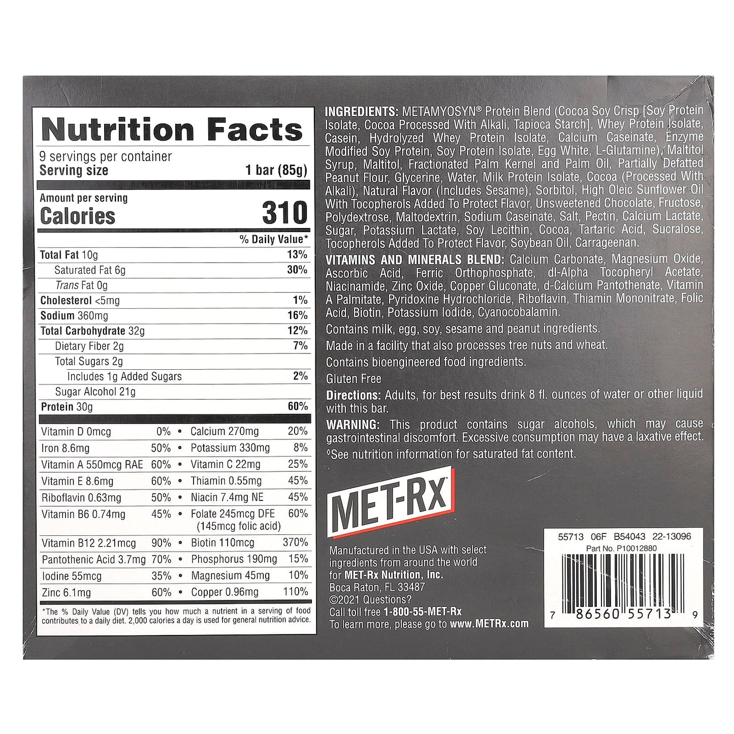 MET-Rx, Protein Plus Bar, Peanut Butter Cup, 9 Bars, 3 oz (85 g) Each - Image 2