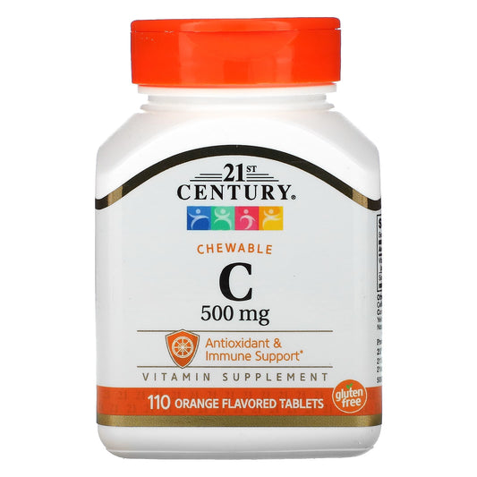 Orange Flavored Vitamin C Supplement 500mg, 110 Tablets by 21st Century - Image 1