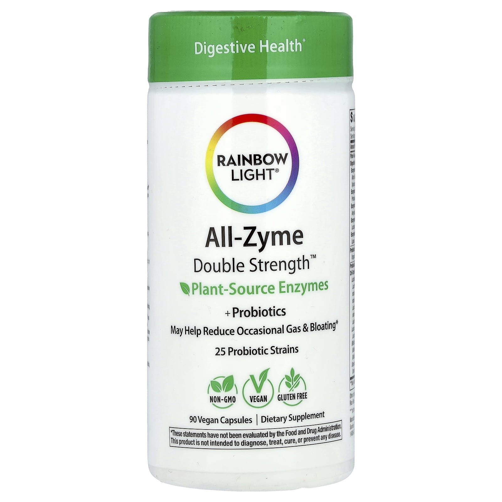 Rainbow Light, All-Zyme Double Strength™, Plant Source Enzymes +Probiotics, 90 Vegan Capsules - Image 1