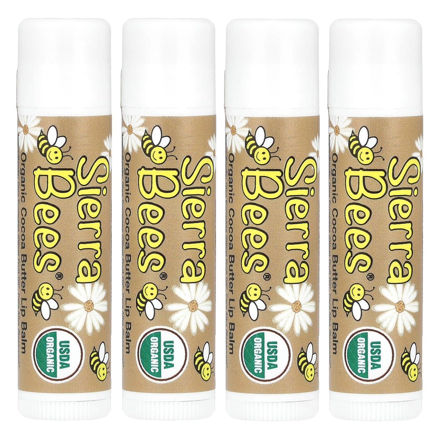 USDA Organic Lip Balms by Sierra Bees, 4 Pack, Natural Moisturizer - Image 1