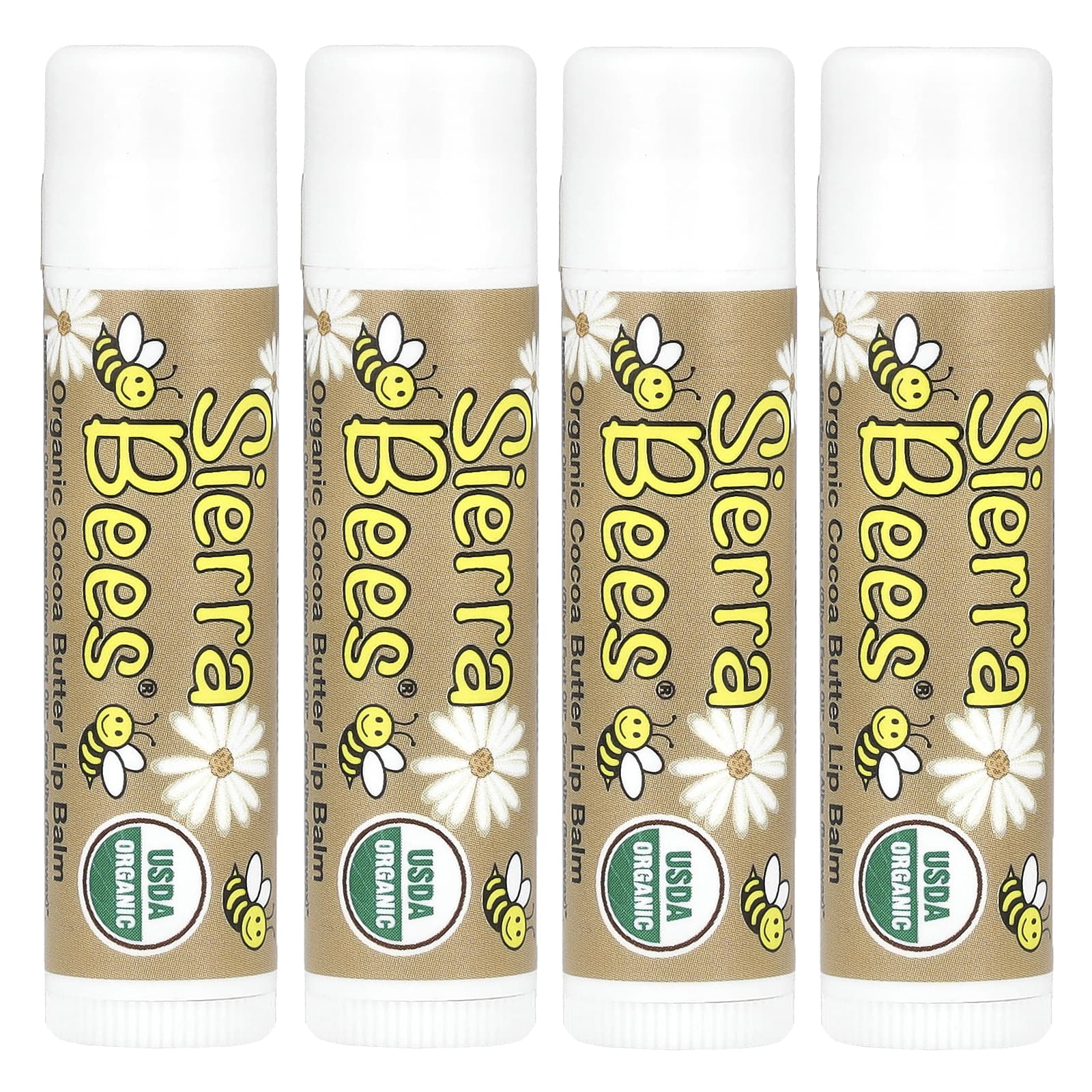 USDA Organic Lip Balms by Sierra Bees, 4 Pack, Natural Moisturizer - Image 1