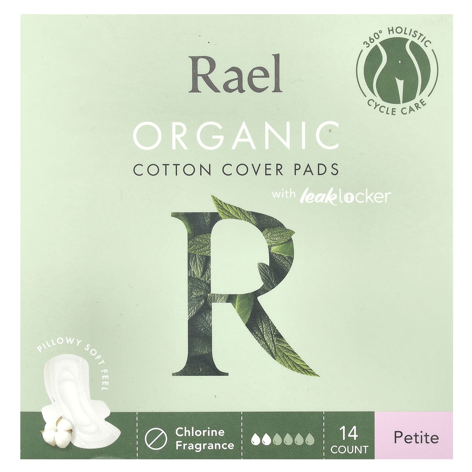 Rael, Organic Cotton Cover Pads with Leak Locker, Petite, 14 Pads - Image 1