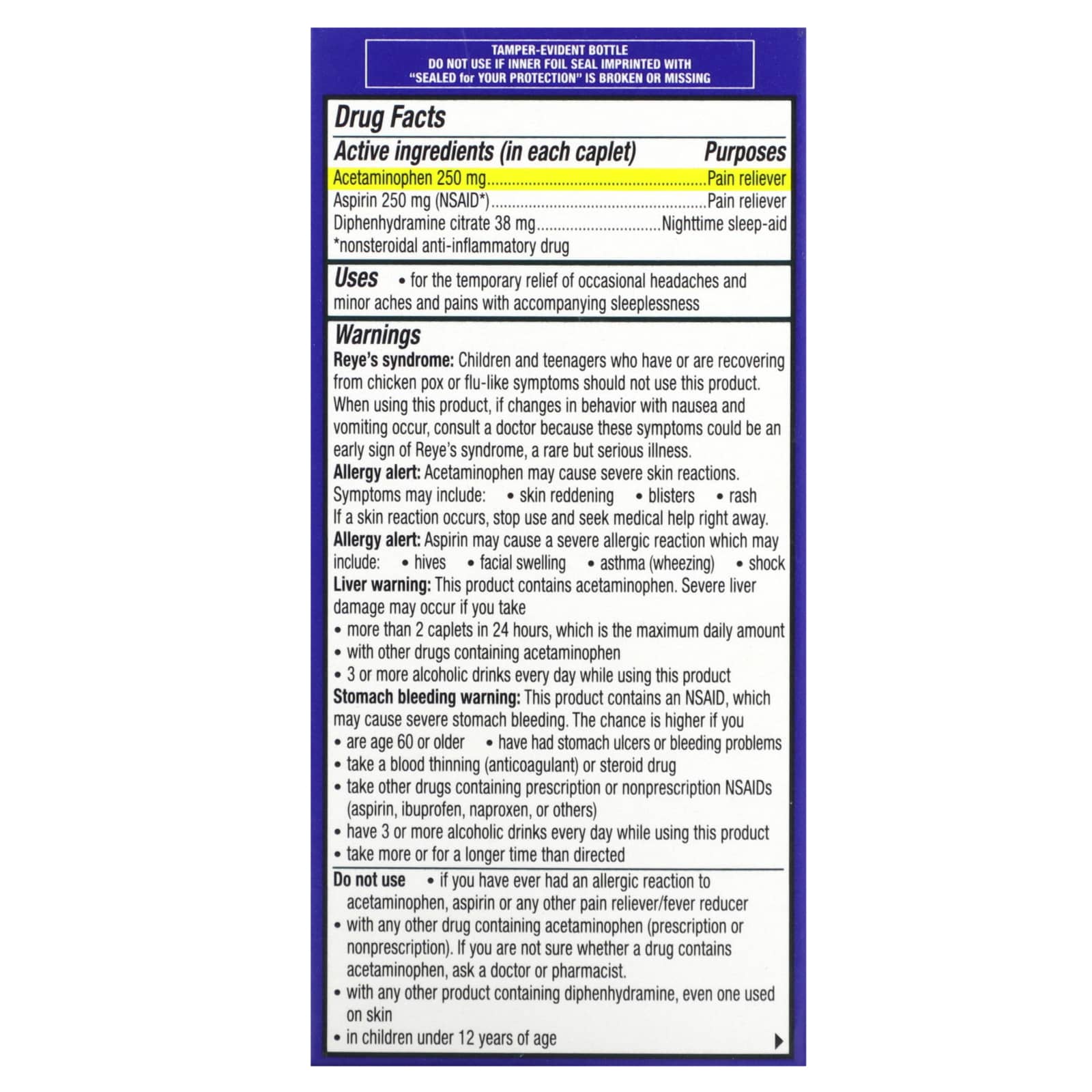 Excedrin PM Headache Relief Caplets for Nighttime Headaches - Image 2