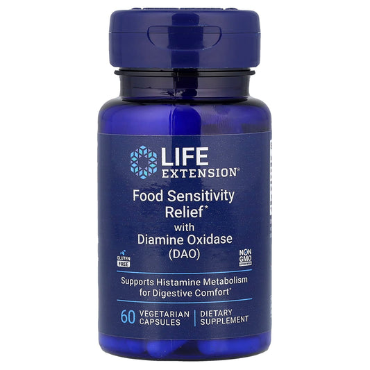 Life Extension, Food Sensitivity Relief with Diamine Oxidase (DAO), 60 Vegetarian Capsules (4.3 mg per Capsule) - Image 1