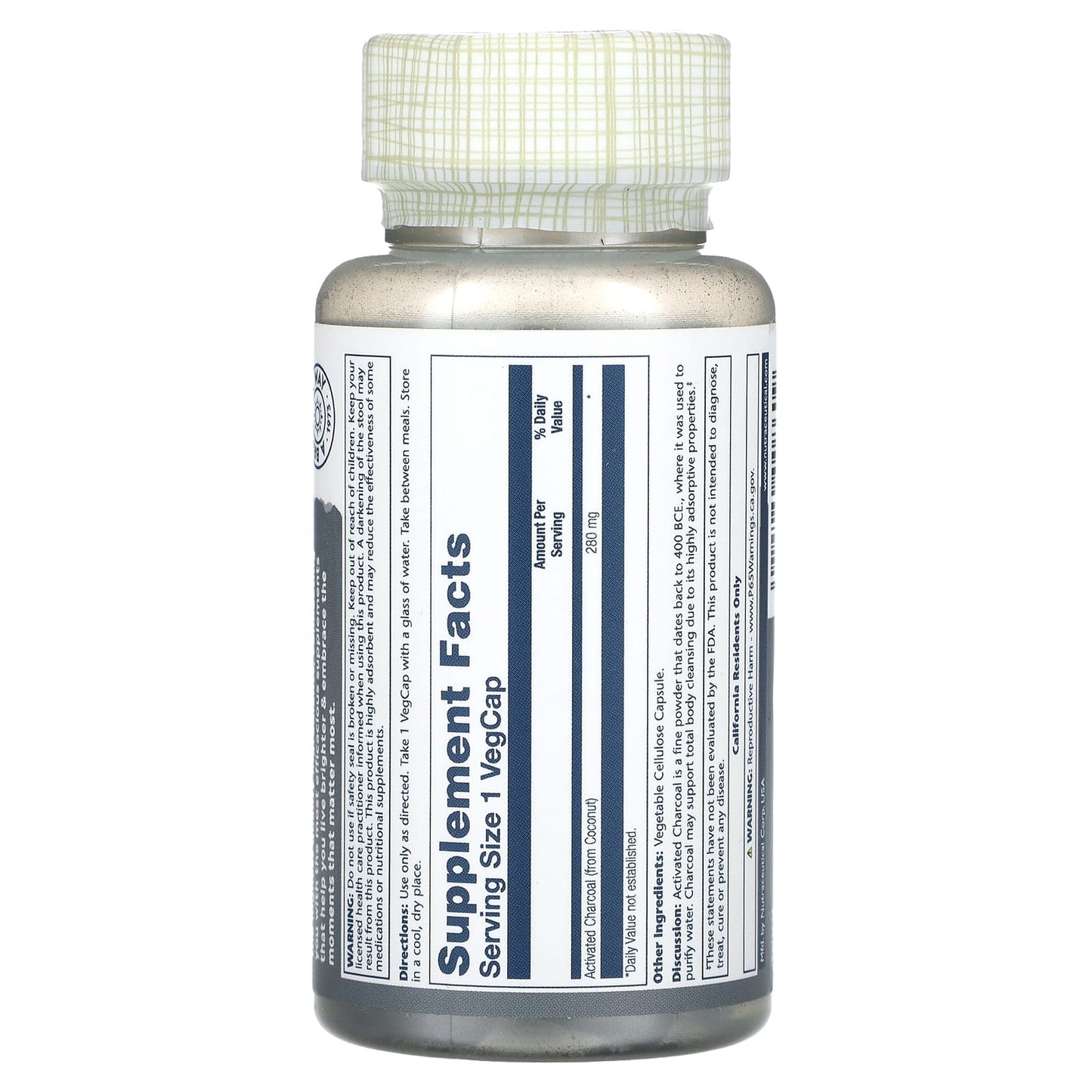 Solaray, Activated Charcoal, 280 mg, 90 VegCaps - Image 2