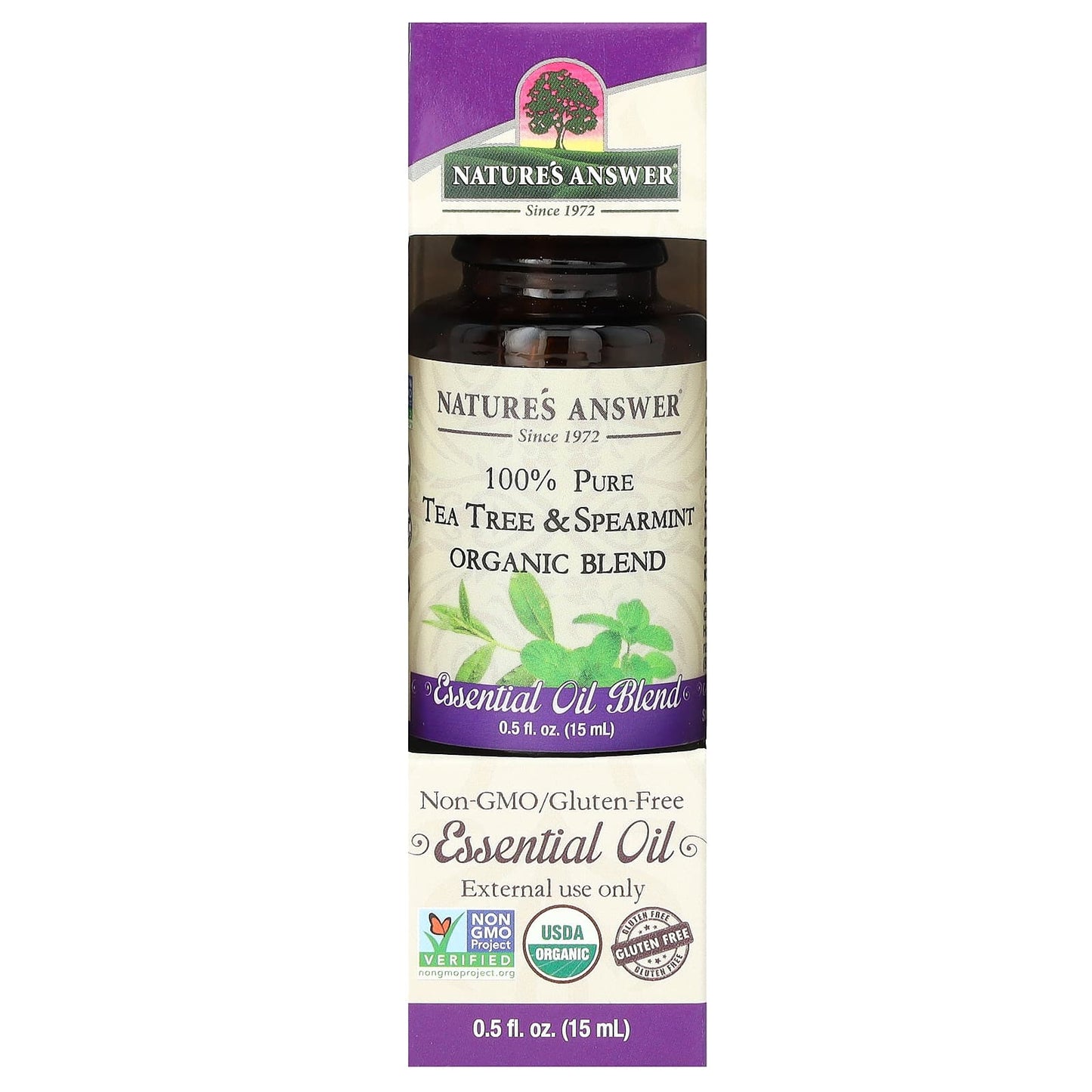 Nature's Answer, 100% Pure Organic Essential Oil Blend, Tea Tree & Spearmint, 0.5 fl oz (15 ml) - Image 2