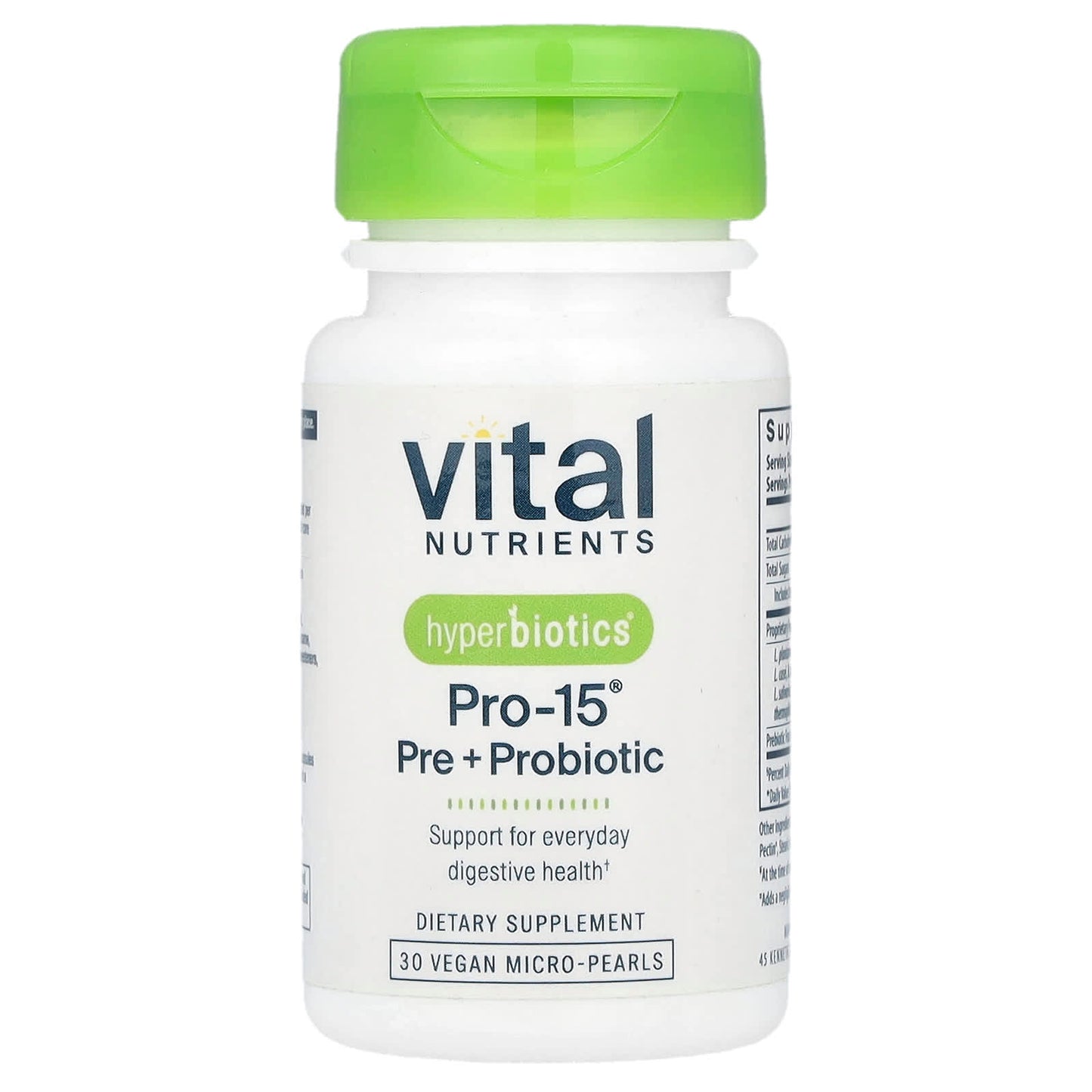 Vital Nutrients, Hyperbiotics®, Pro-15®, Pre + Probiotic, 30 Vegan Micro-Pearls - Image 1
