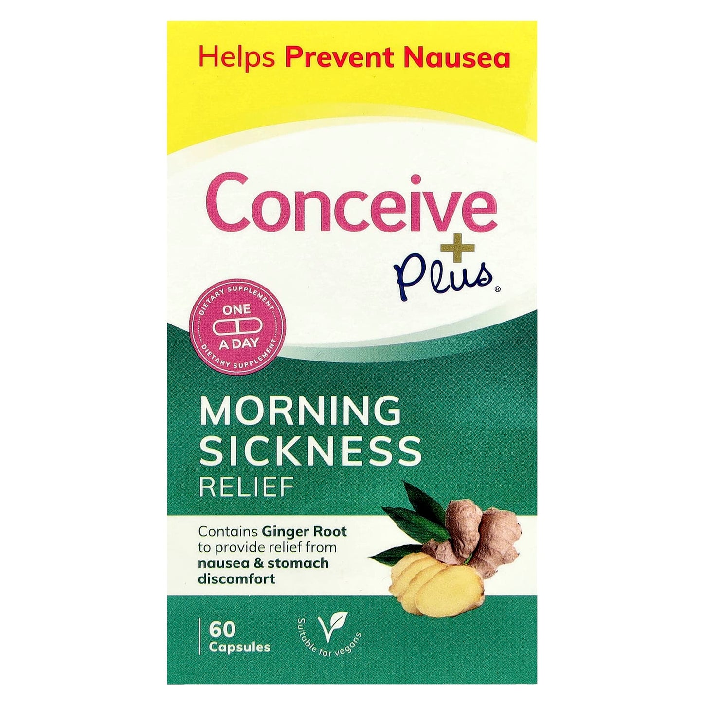 Conceive Plus, Morning Sickness Relief, 500 mg, 60 Capsules