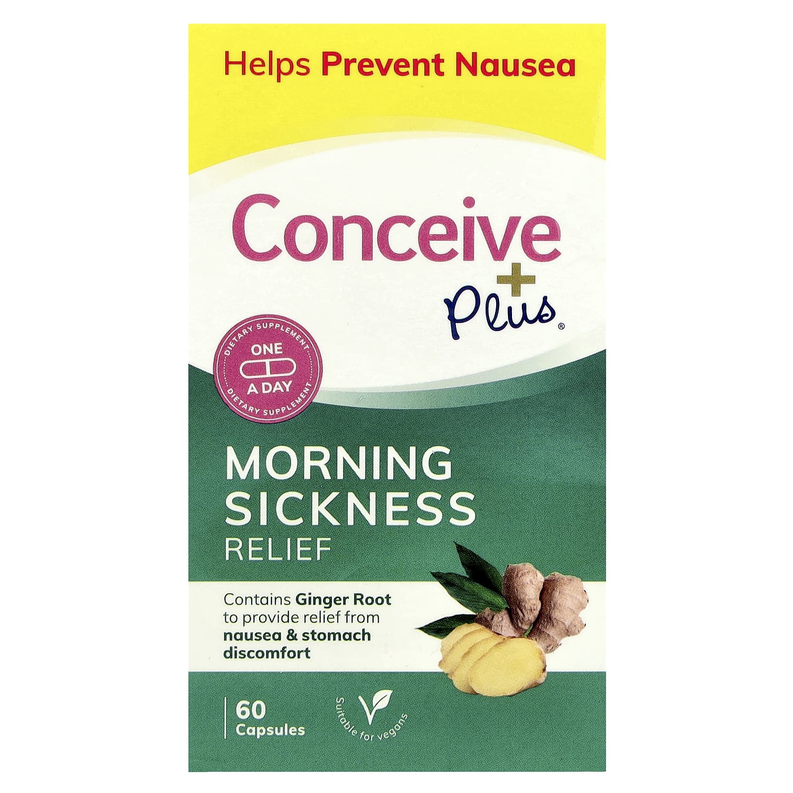 Conceive Plus, Morning Sickness Relief, 500 mg, 60 Capsules