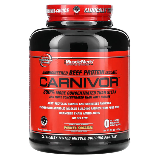 MuscleMeds, Carnivor, Bioengineered Beef Protein Isolate, Vanilla Caramel, 3.9 lbs (1775 g) - Image 1