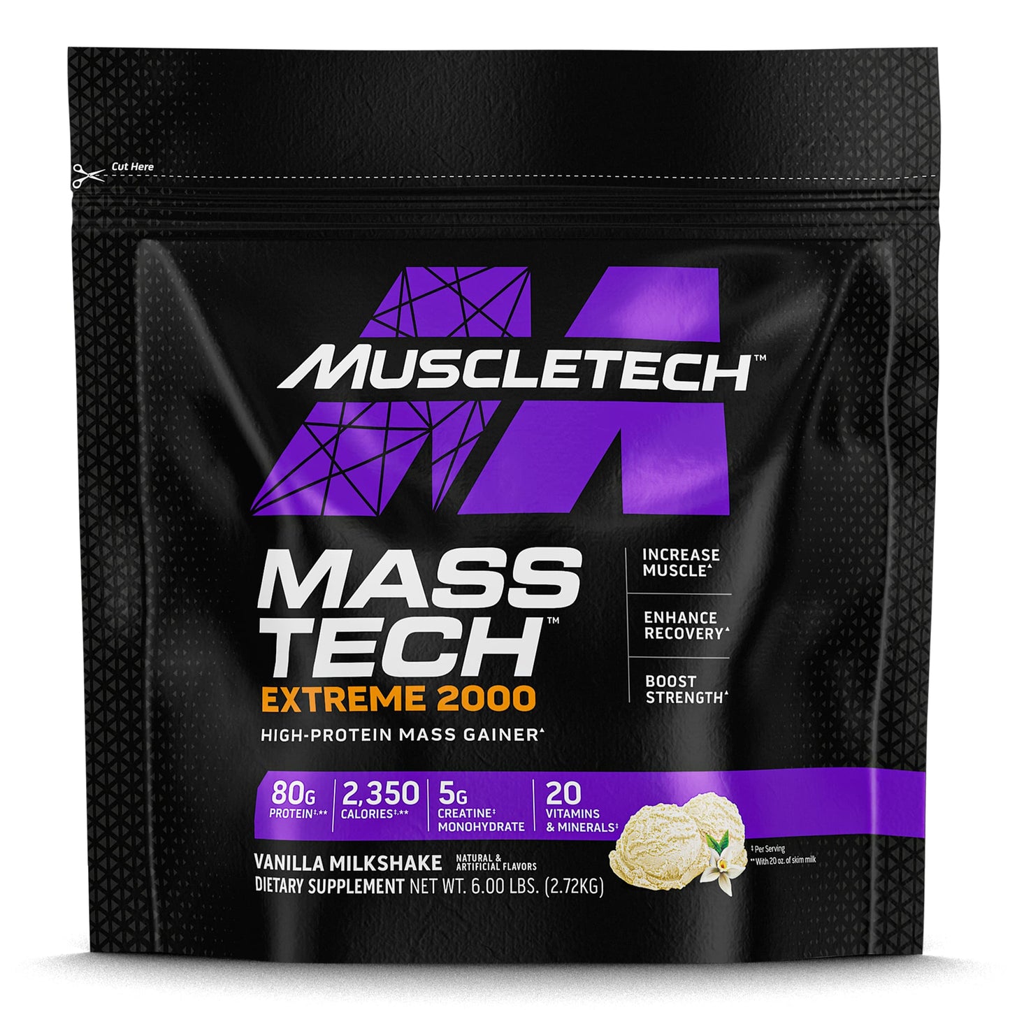 MuscleTech, Mass-Tech™ Extreme 2000, Vanilla Milkshake, 6 lbs (2.72 kg) - Image 1