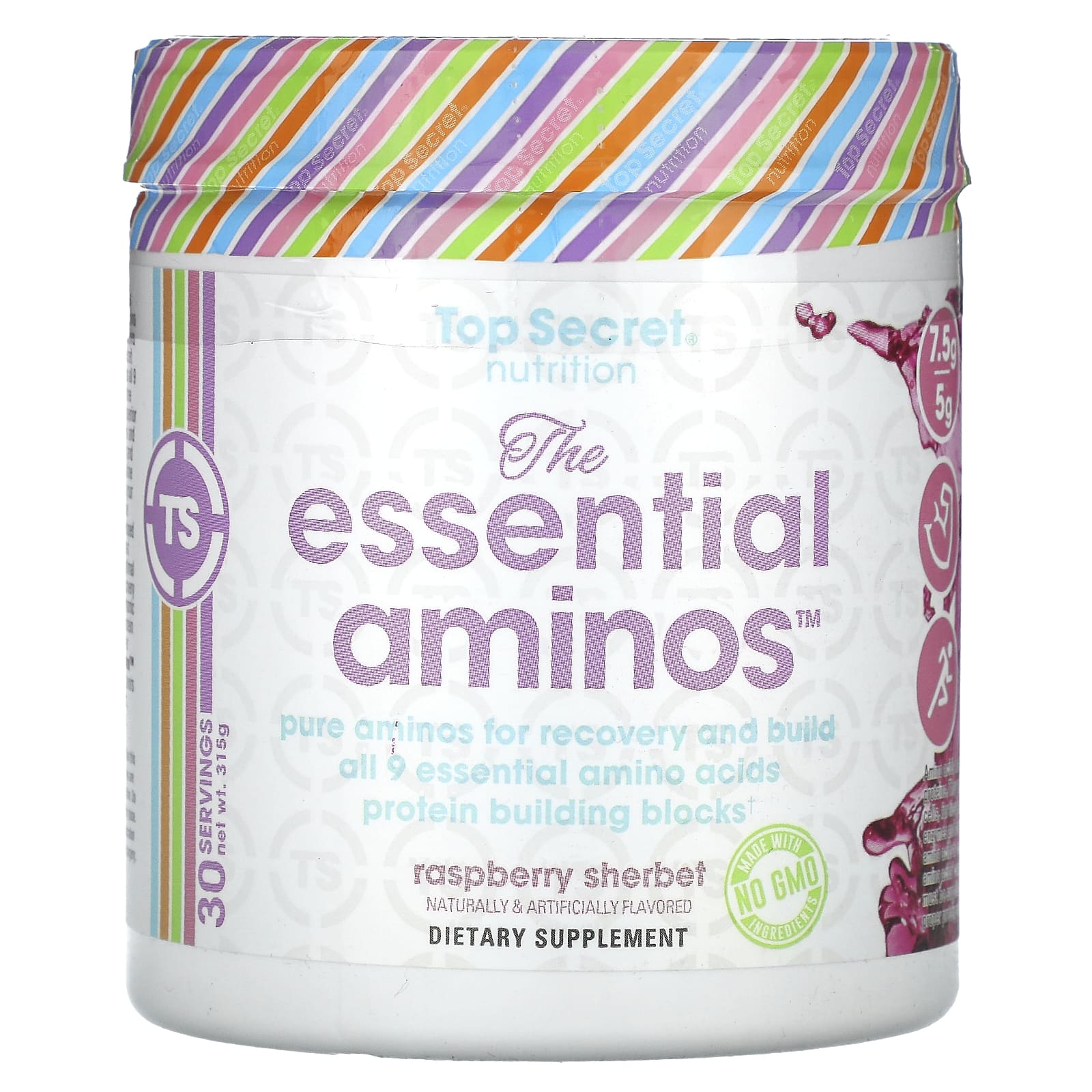 Top Secret Nutrition, The Essential Aminos, Raspberry Sherbet, 11.11 oz (315 g) - Image 1