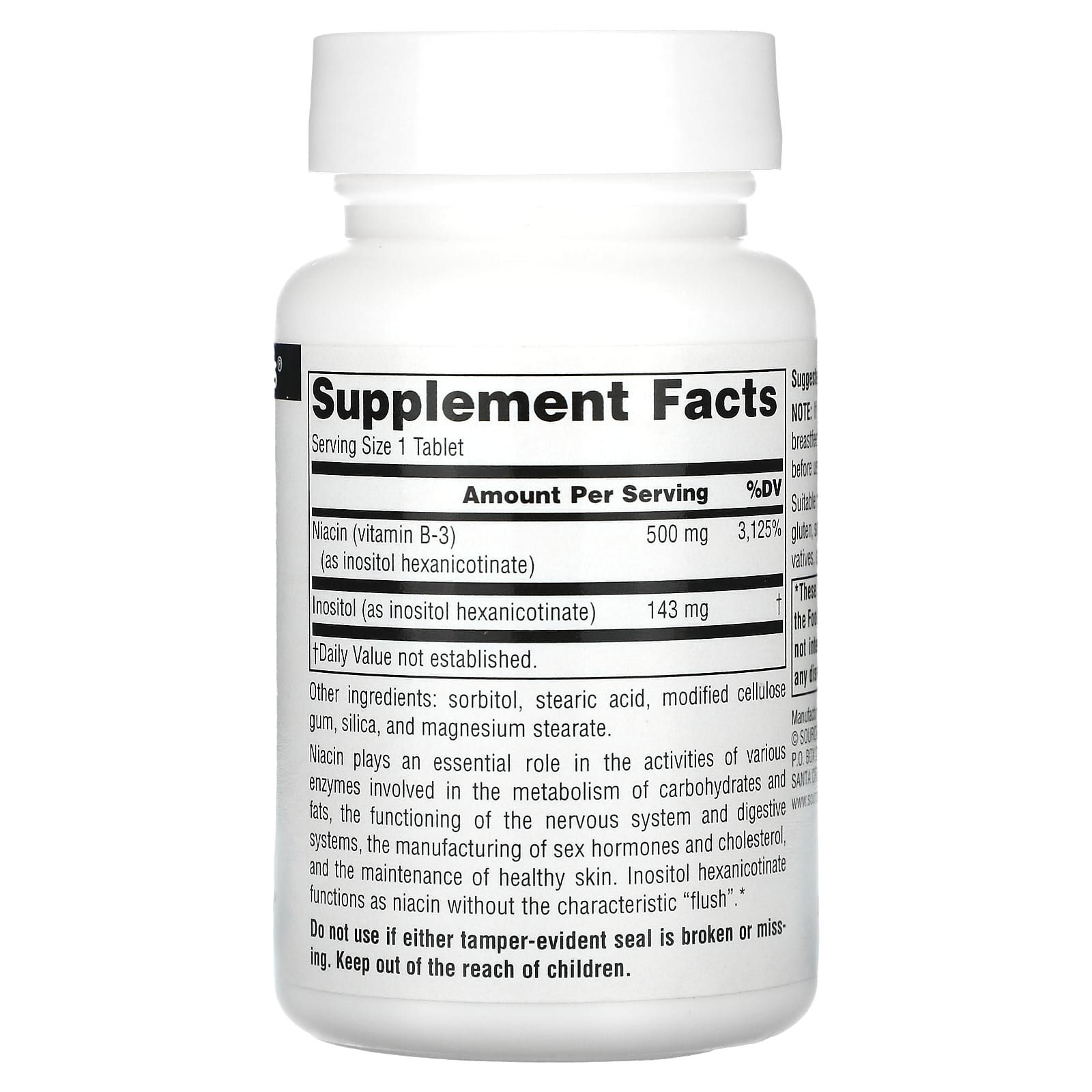 Source Naturals, No-Flush Niacin, 500 mg, 60 Tablets - Image 2
