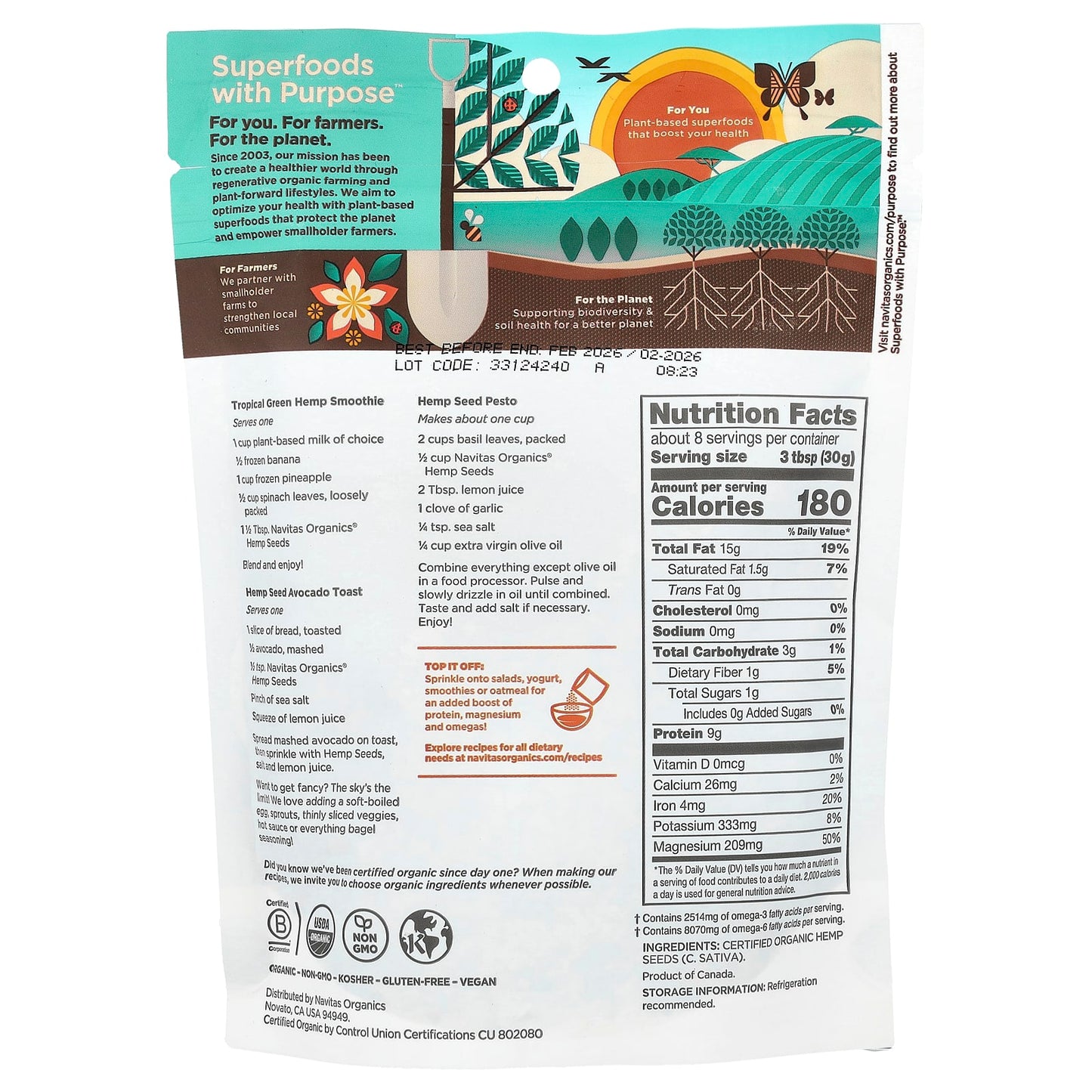 Navitas Organics, Organic Hemp Seeds, 8 oz (227 g) - Image 2