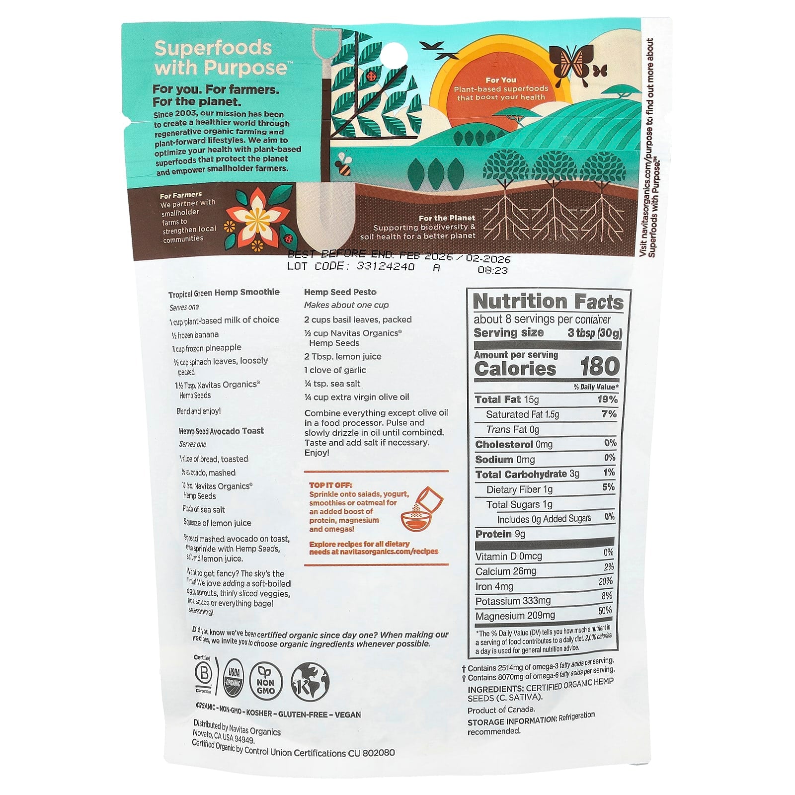 Navitas Organics, Organic Hemp Seeds, 8 oz (227 g) - Image 2