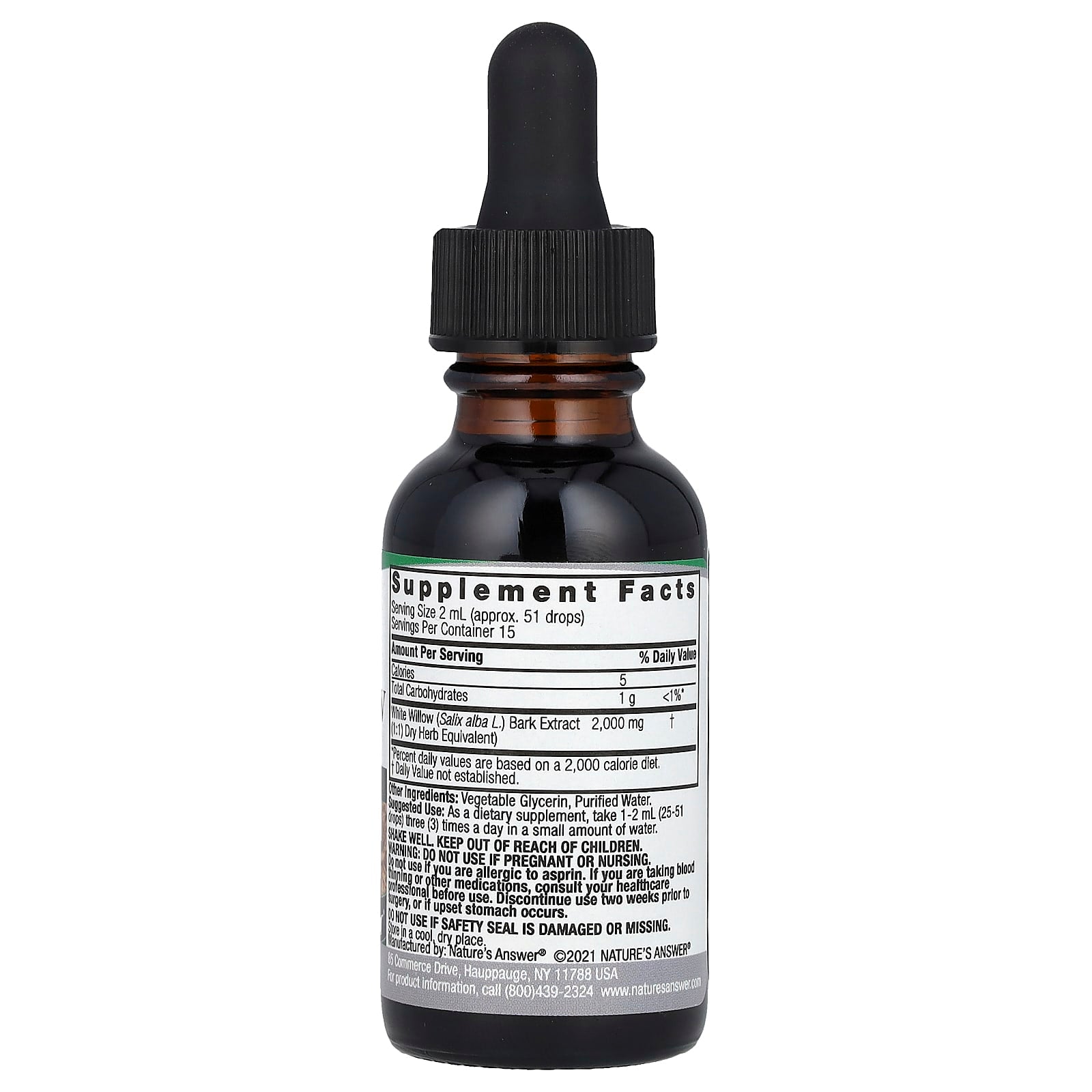 Nature's Answer, White Willow Extract, Alcohol-Free, 2,000 mg, 1 fl oz (30 ml) - Image 2