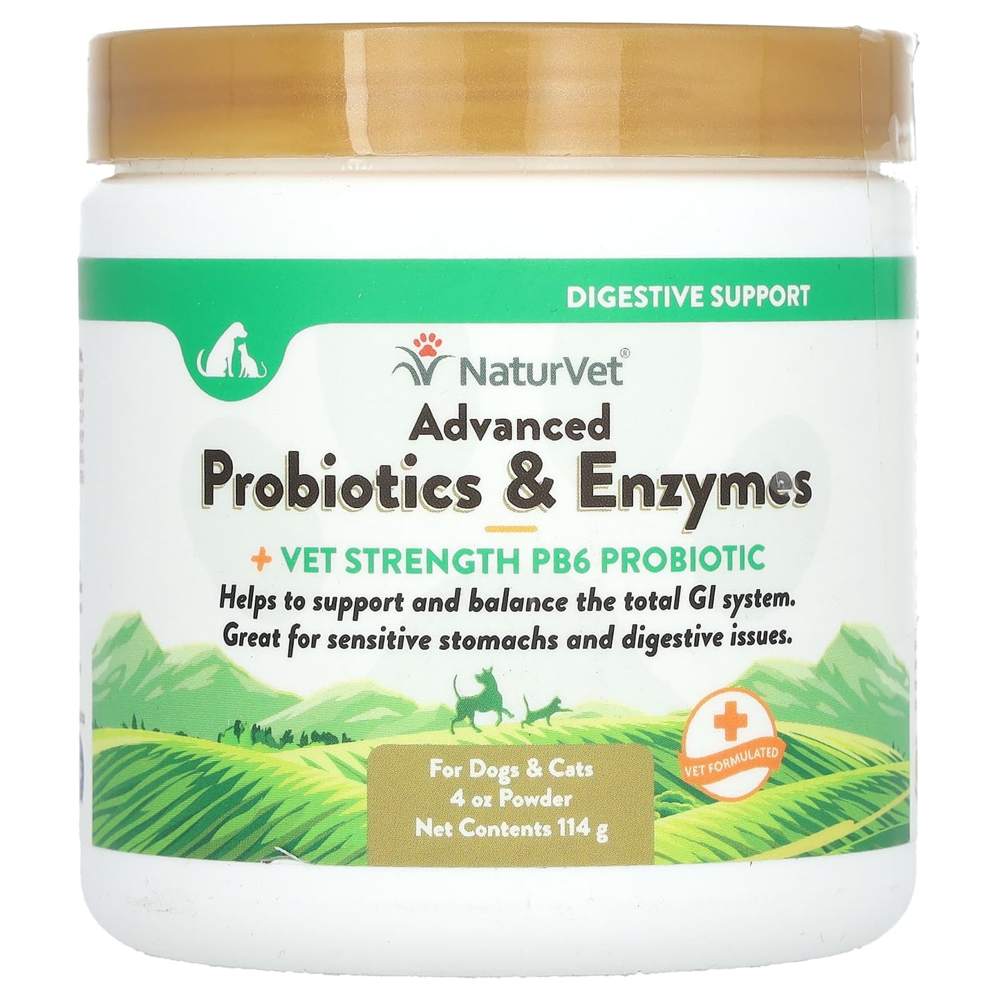 NaturVet, Advanced Probiotics & Enzymes + Vet Strength PB6 Probiotic, For Dogs & Cats, 4 oz (114 g) - Image 1