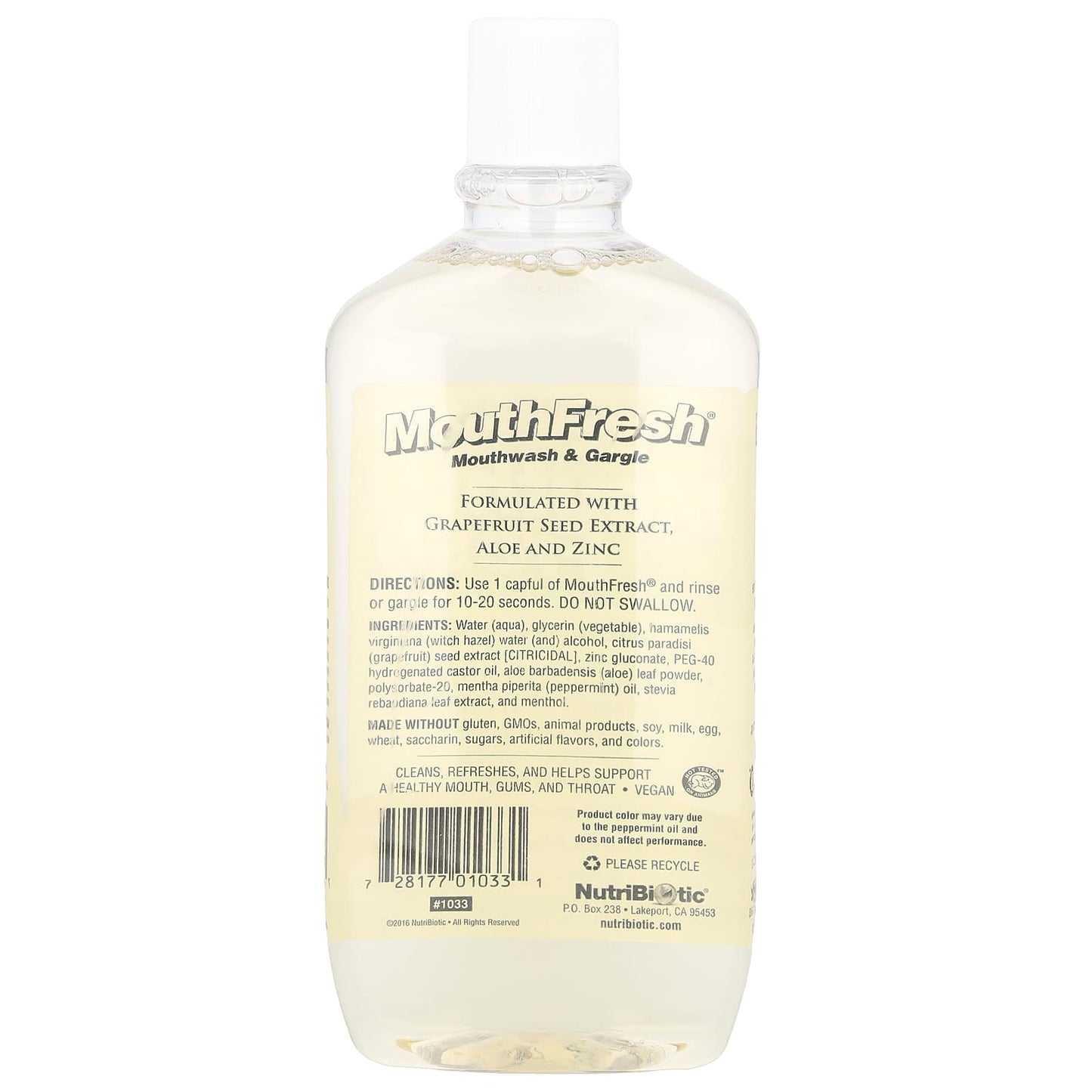 NutriBiotic, Mouth Fresh®, Mouthwash & Gargle, Refreshing Peppermint, 16 fl oz (473 ml) - Image 2