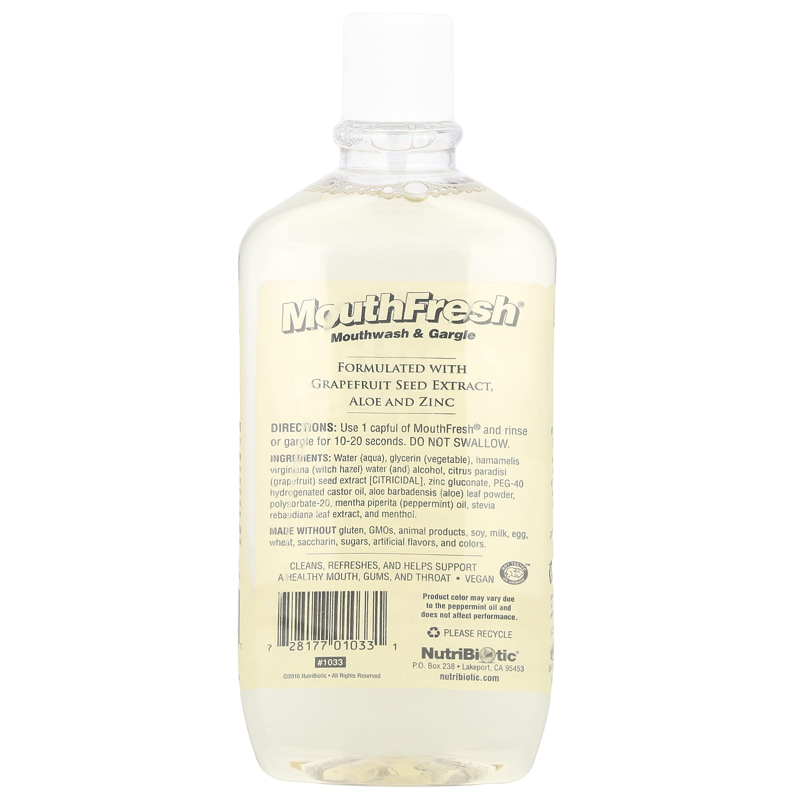 NutriBiotic, Mouth Fresh®, Mouthwash & Gargle, Refreshing Peppermint, 16 fl oz (473 ml) - Image 2