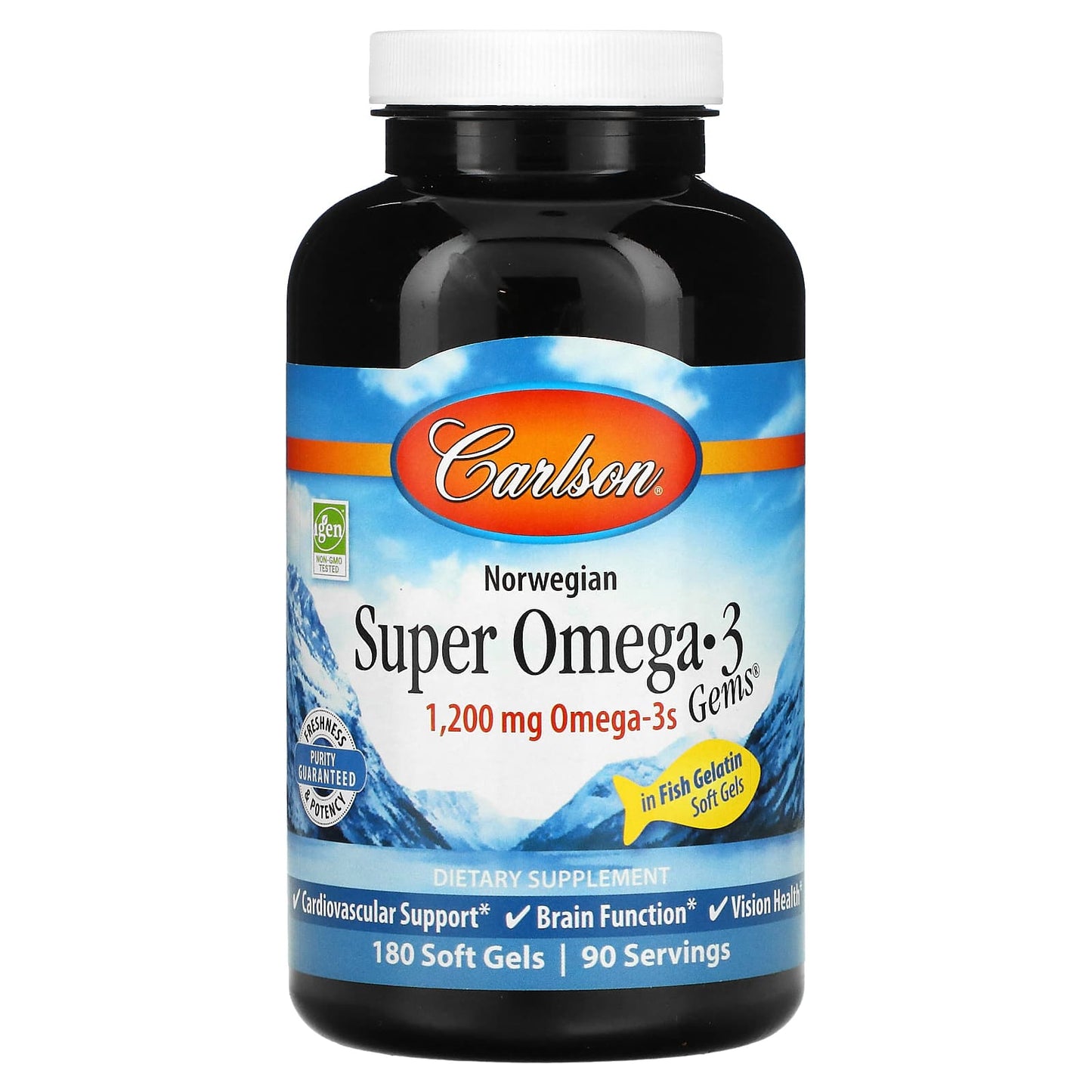 Norwegian Omega-3 Fish Oil Supplements by Carlson - 180 Soft Gels - Image 1