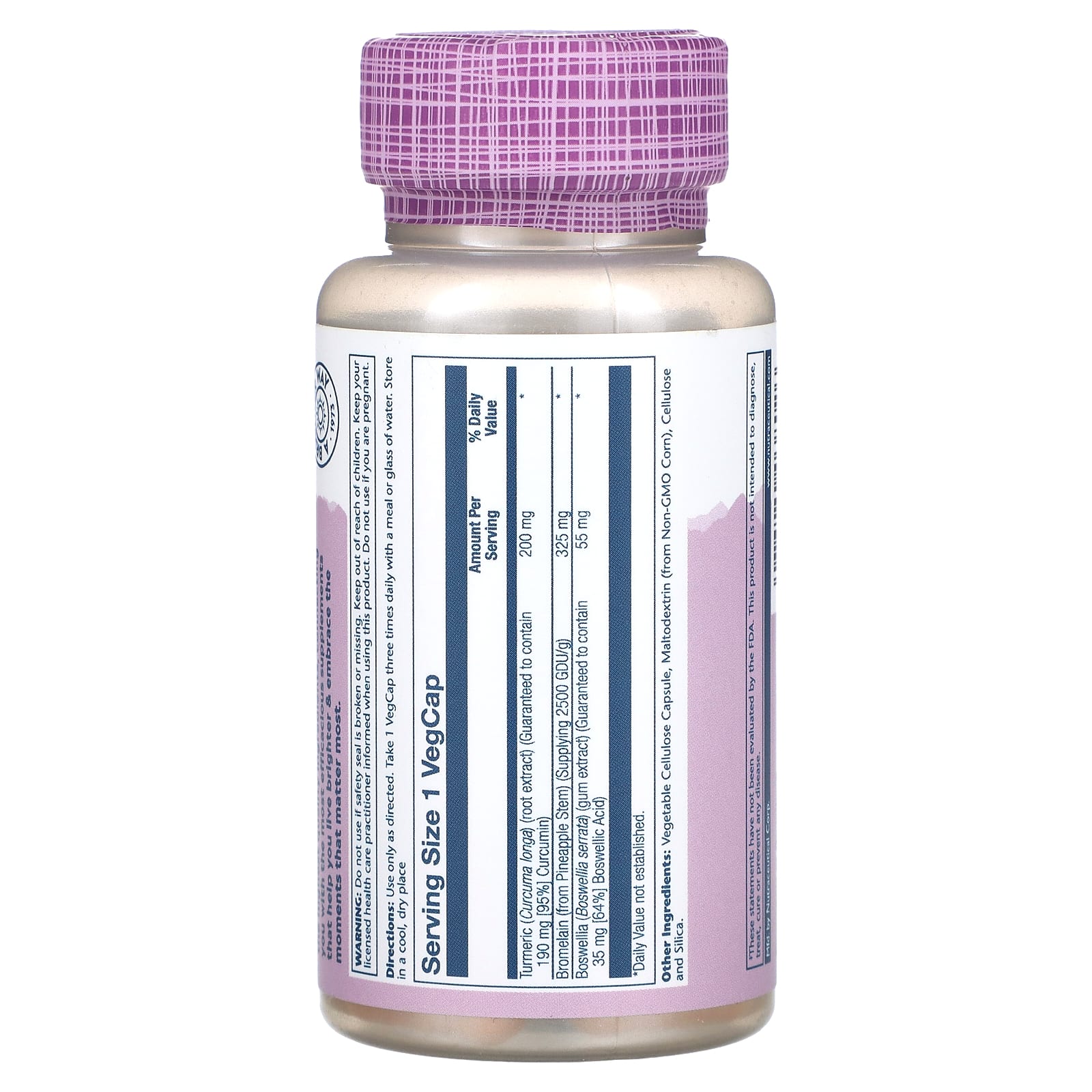 Solaray, Vital Extracts, Turmeric with Bromelain & Boswellia, 60 VegCaps - Image 2