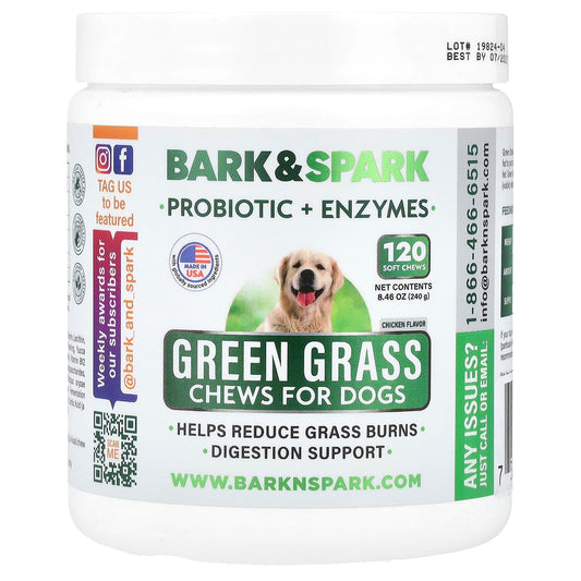 Green Grass Chews for Dogs - 120 Soft Chews, 8.46 oz (240 g) - Bark&Spark - Image 1