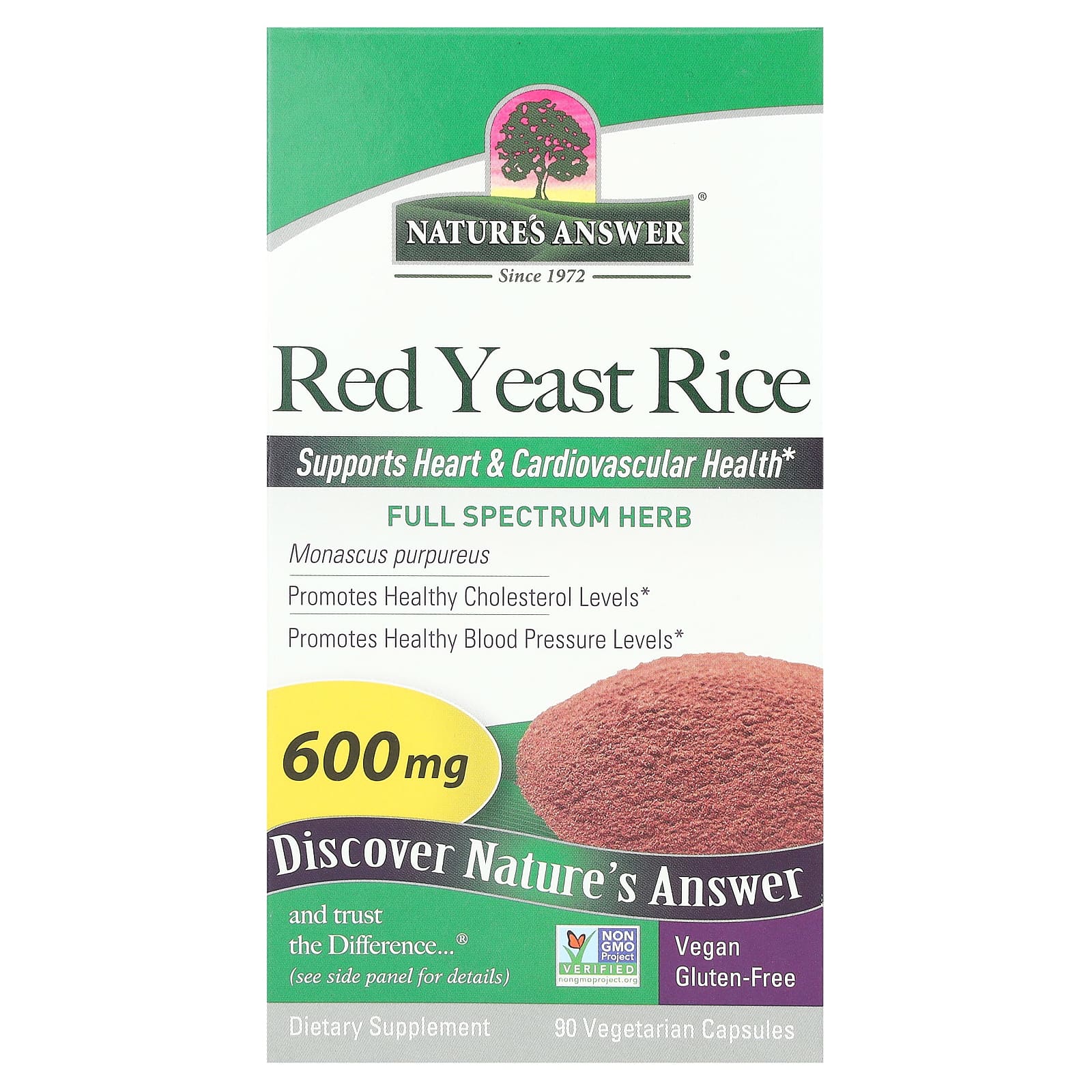 Nature's Answer, Red Yeast Rice, 600 mg, 90 Vegetarian Capsules - Image 1