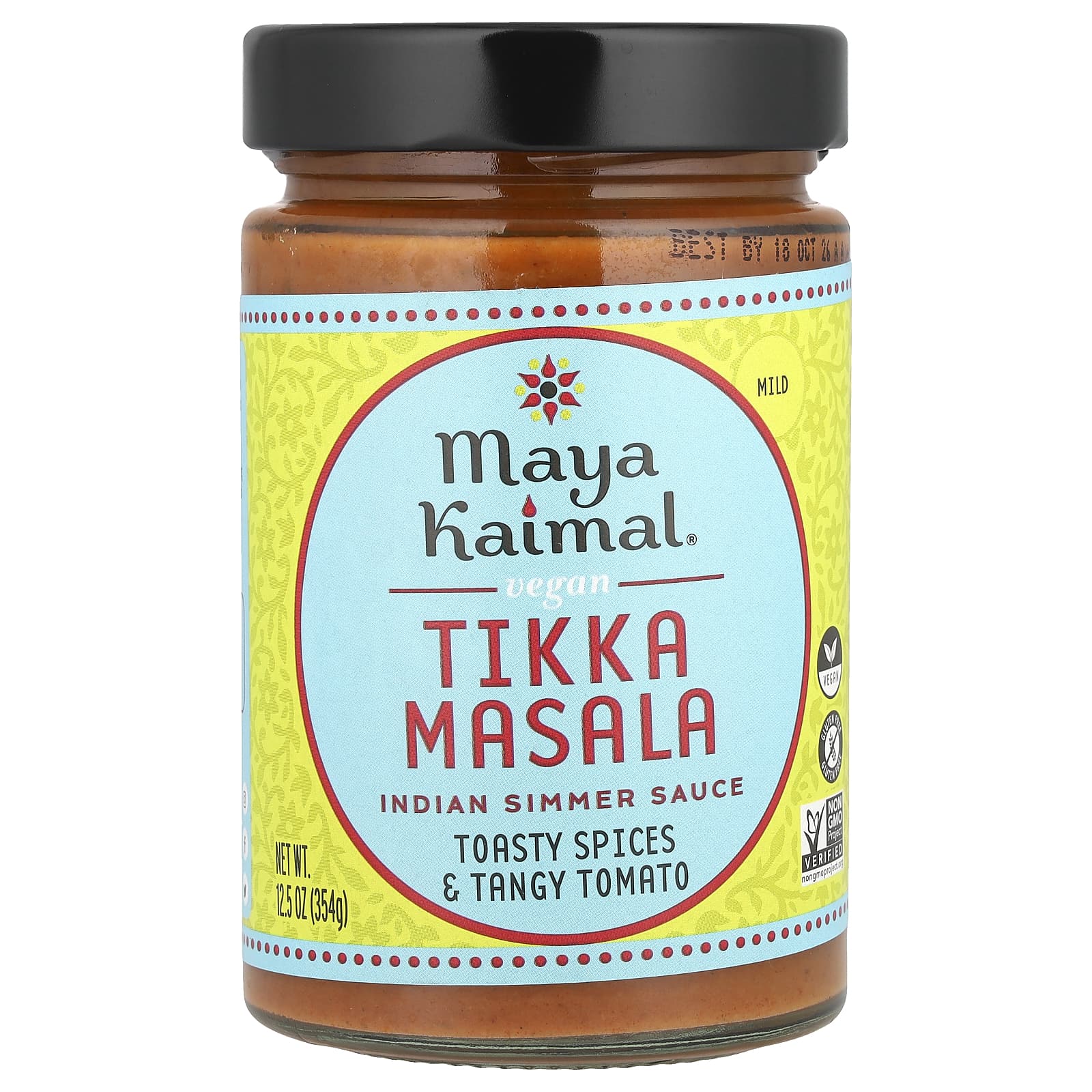 Maya Kaimal, Vegan Tikka Masala, Indian Simmer Sauce, Mild, Toasty Spices & Tangy Tomato, 12.5 oz (354 g) - Image 1