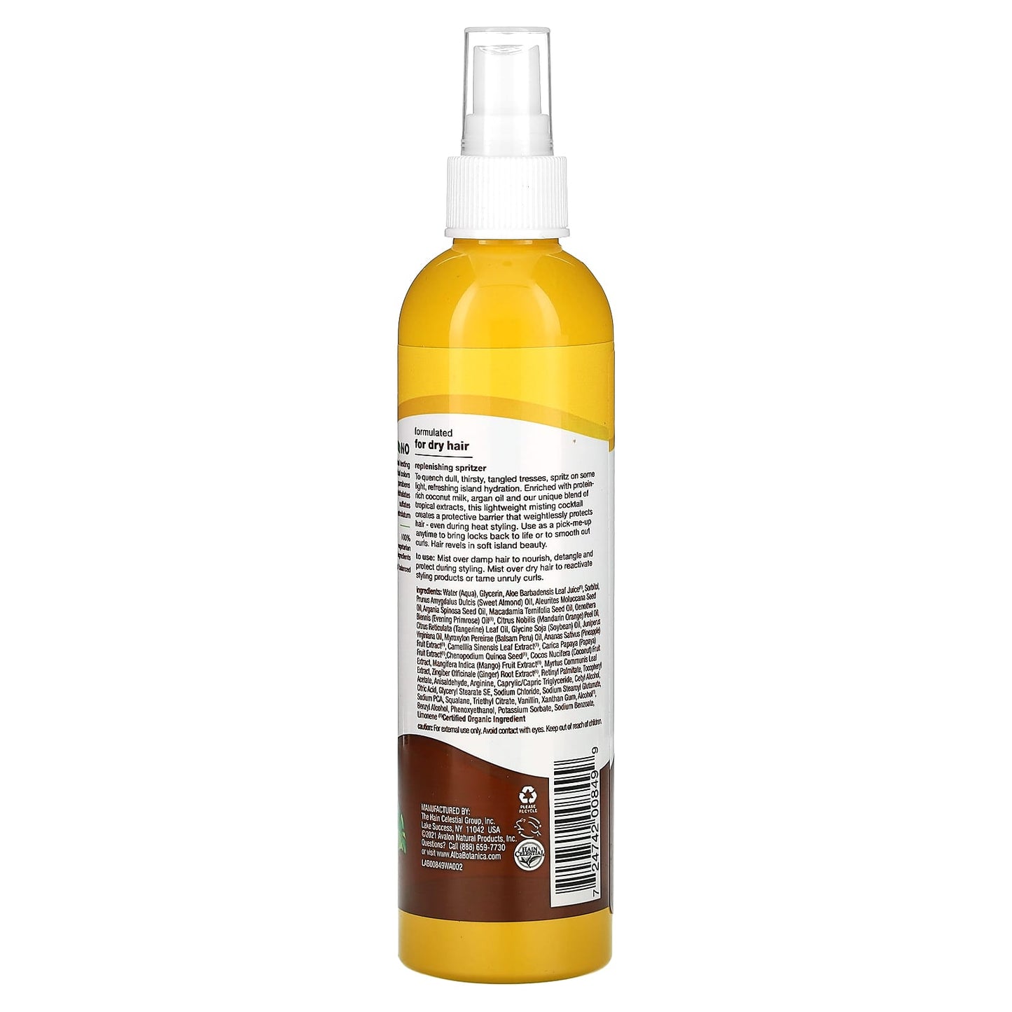Dry Hair Leave-In Mist by Alba Botanica - Coconut Milk, 8 oz - Image 2