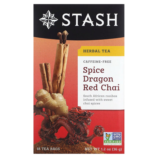 Stash Tea, Herbal Tea, Spice Dragon Red Chai, Caffeine Free, 18 Tea Bags, 1.2 oz (36 g) - Image 1
