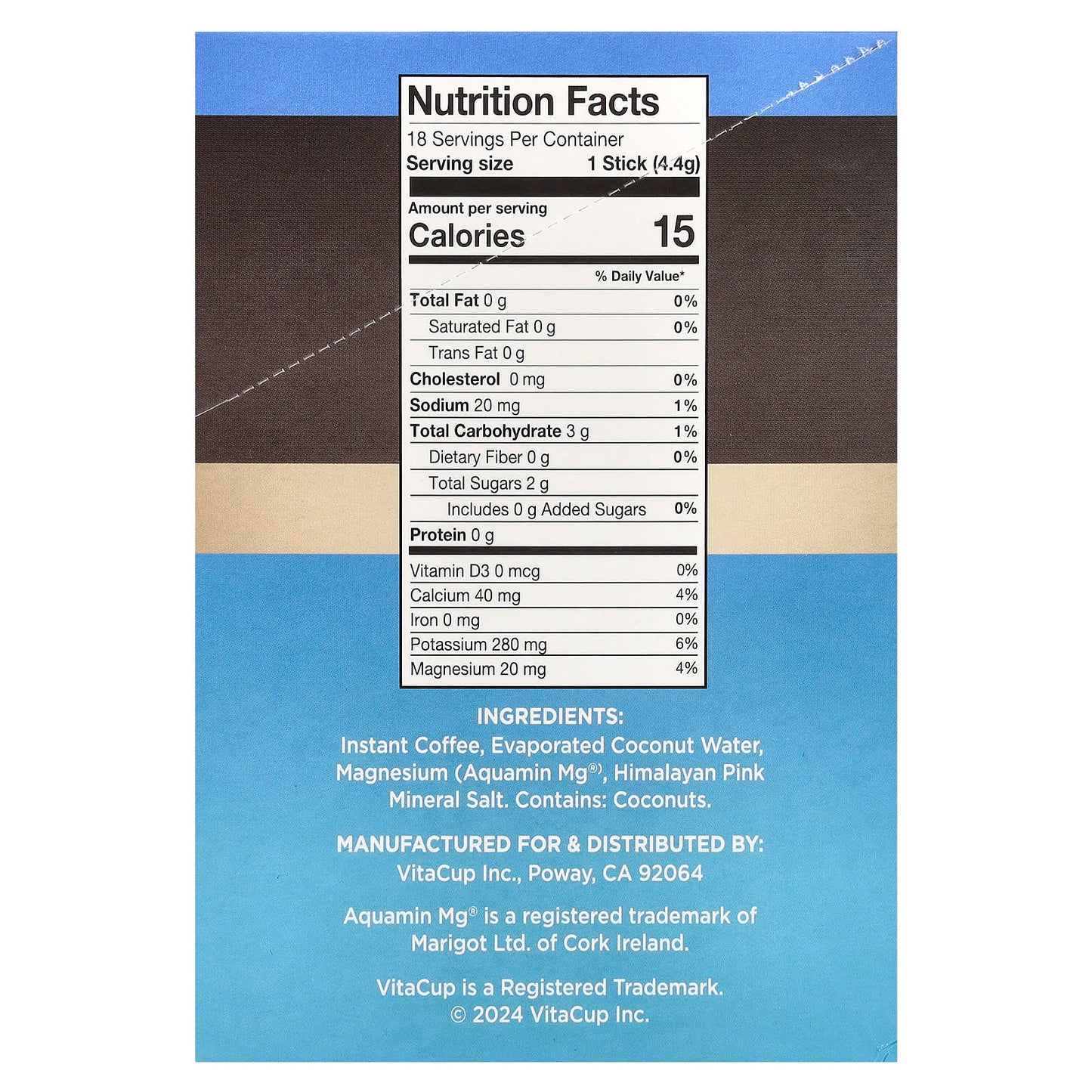VitaCup, Hydration Instant Coffee & Electrolytes, Medium Roast, 18 Single-Serve Sticks, 0.16 oz (4.4 g) Each - Image 2