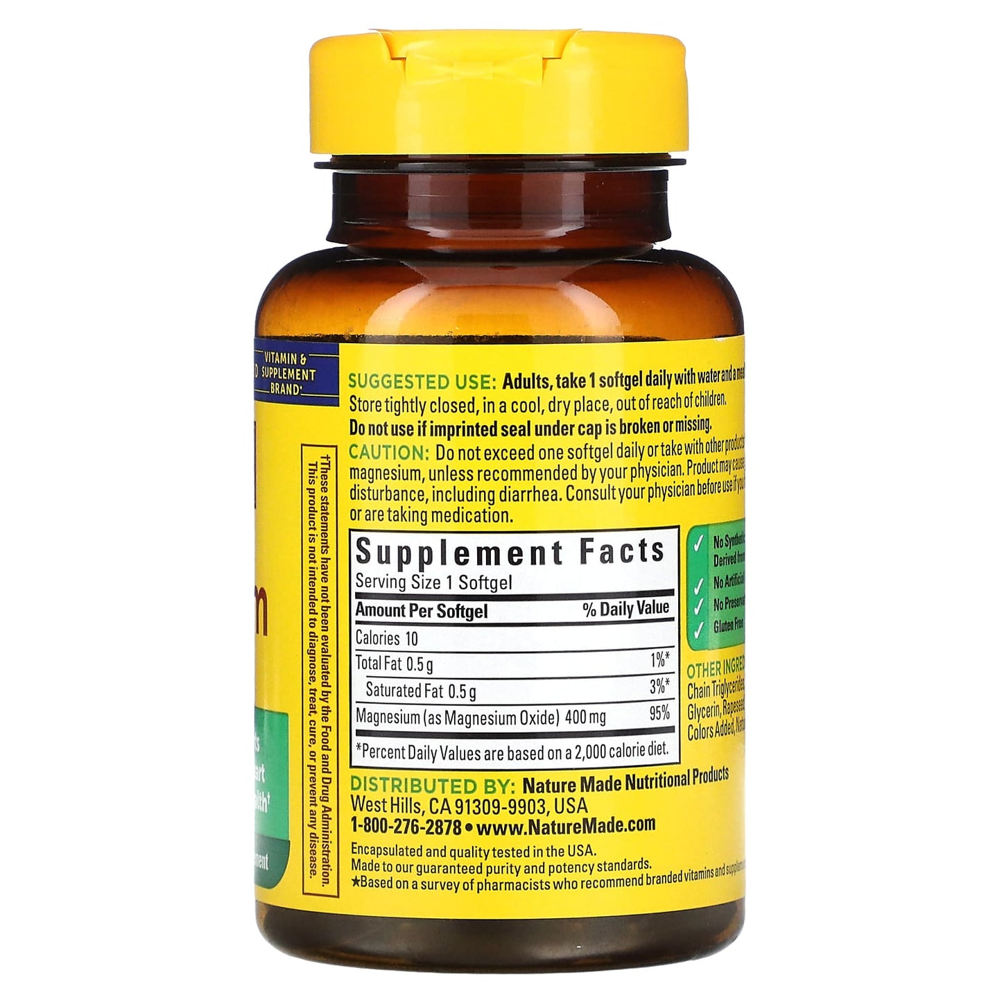 Nature Made, Magnesium, Extra Strength, 400 mg, 60 Softgels - Image 2