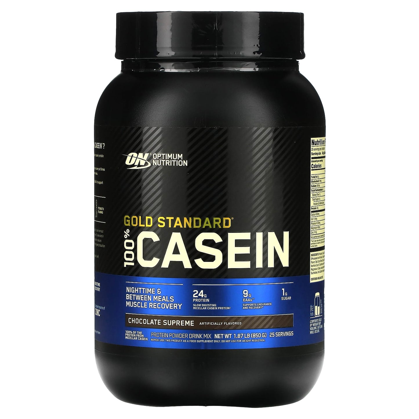 Optimum Nutrition, Gold Standard® 100% Casein, Chocolate Supreme, 1.87 lb (850 g) - Image 1