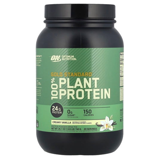 Optimum Nutrition, Gold Standard® 100% Plant Protein, Creamy Vanilla, 1.63 lbs (740 g) - Image 1