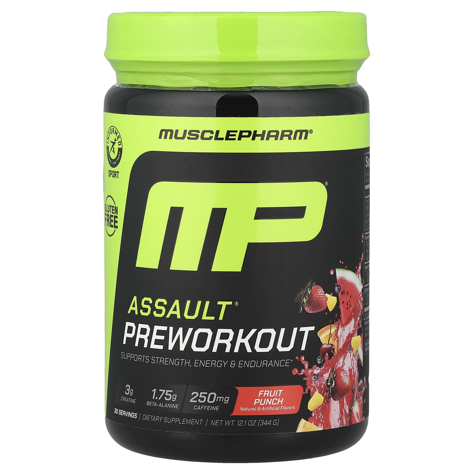 MusclePharm, Assault Energy + Strength, Fruit Punch, 12.1 oz (344 g) - Image 1