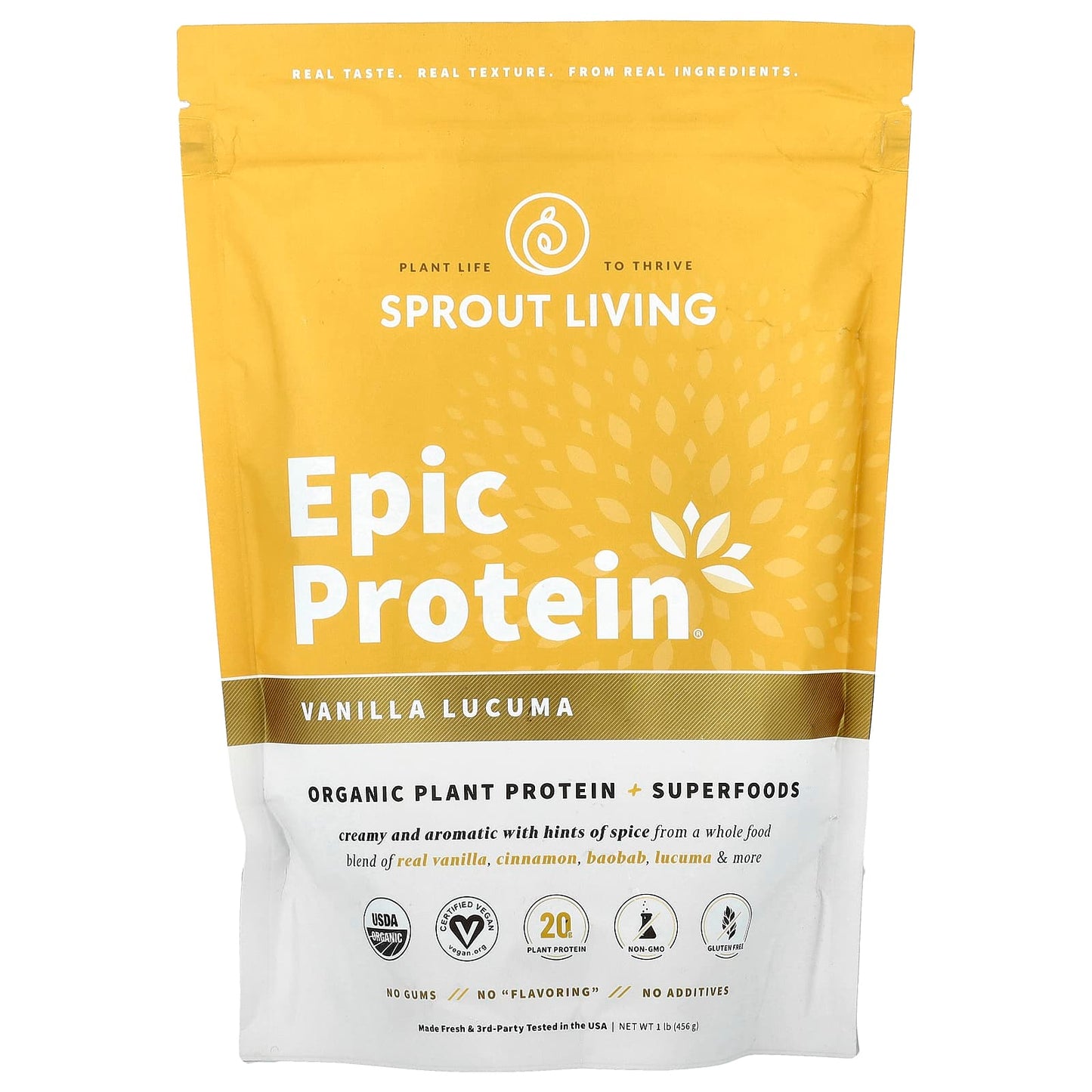 Sprout Living, Epic Protein®, Organic Plant Protein + Superfoods, Vanilla Lucuma, 1 lb (456 g) - Image 1