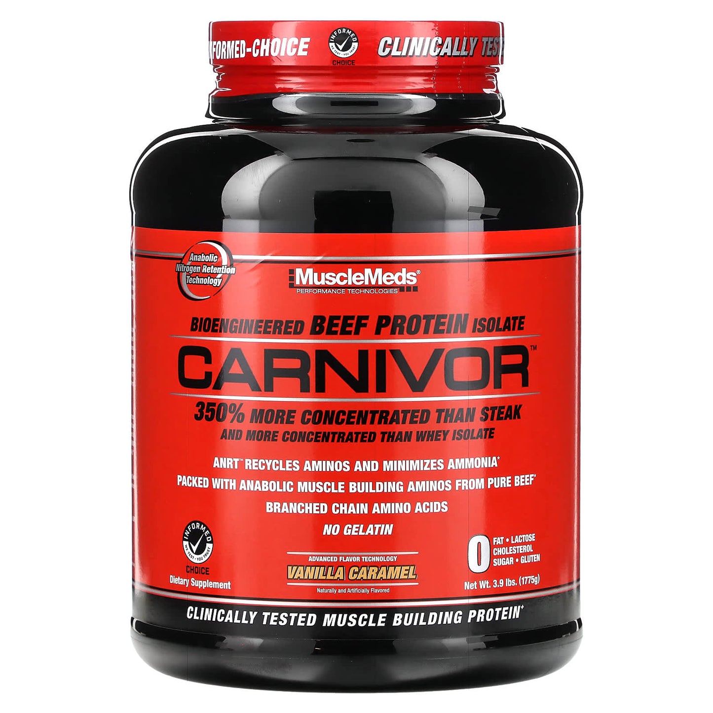 MuscleMeds, Carnivor, Bioengineered Beef Protein Isolate, Vanilla Caramel, 3.9 lbs (1775 g) - Image 1