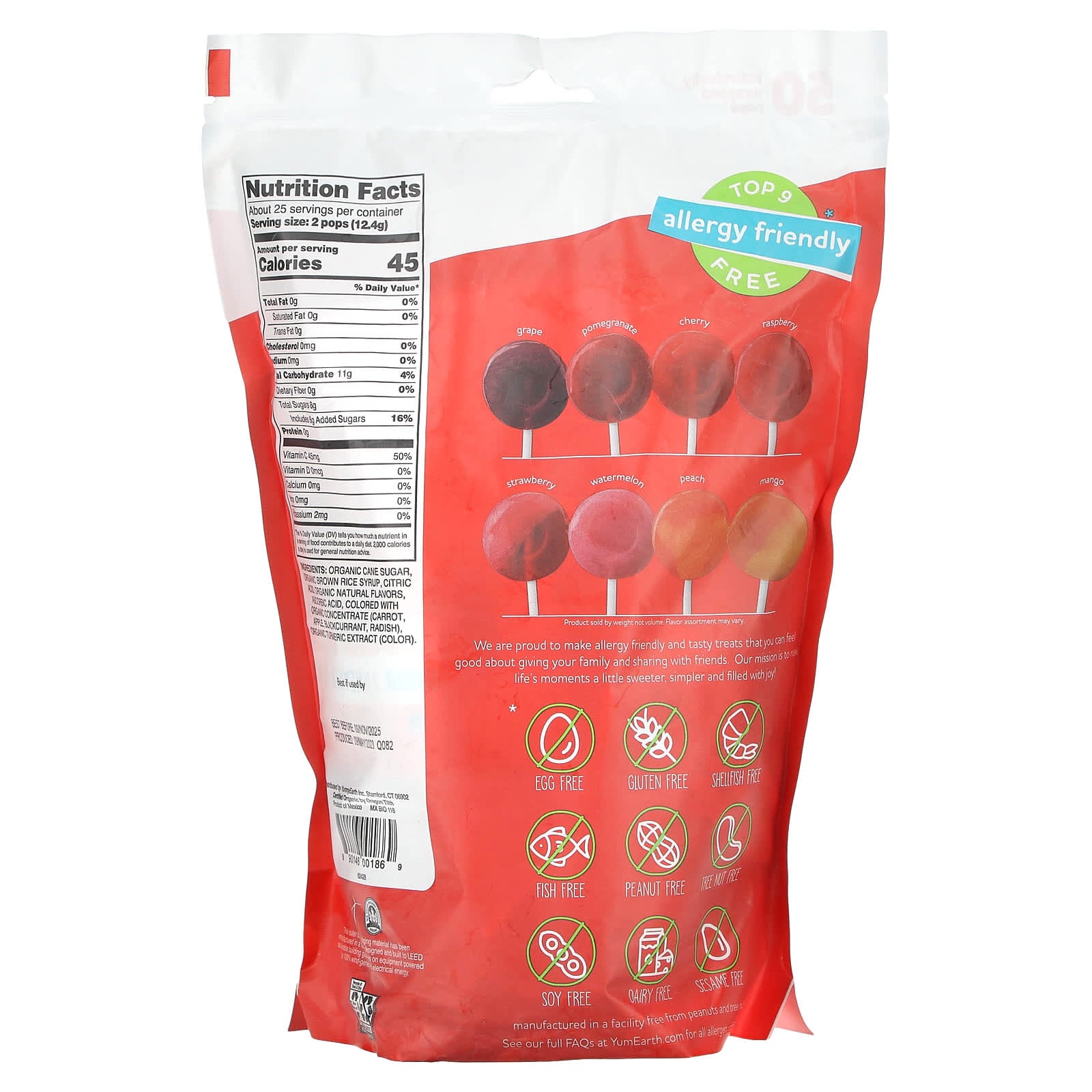 YumEarth, Organic Pops, Assorted Flavors, 50 Pops, 10.9 oz (310 g) - Image 2