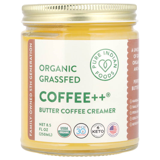 Pure Indian Foods, Coffee++®, Organic Grassfed Butter Coffee Creamer, 8.5 fl oz (250 ml) - Image 1