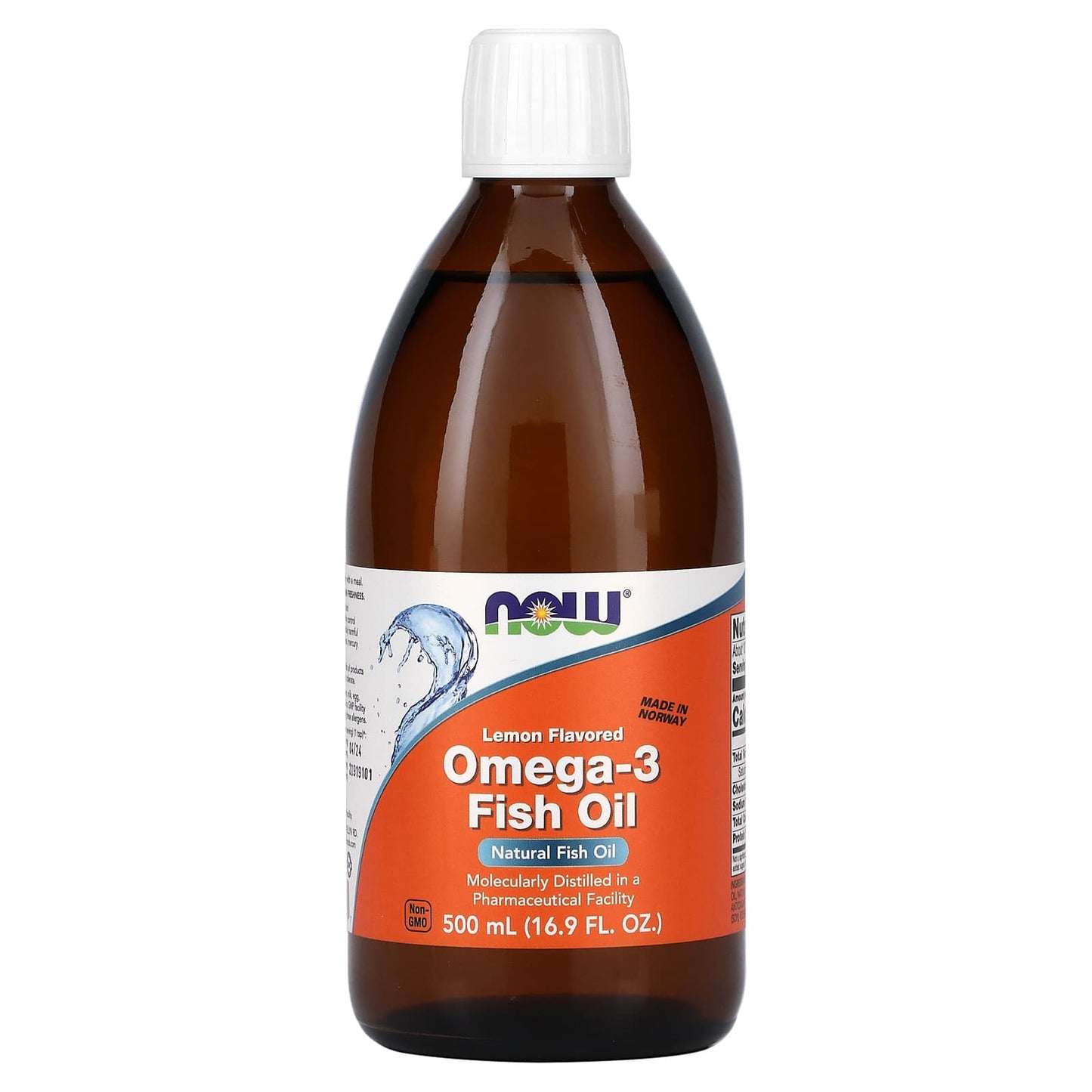 NOW Foods, Omega-3 Fish Oil, Lemon , 16.9 fl oz (500 ml) - Image 1