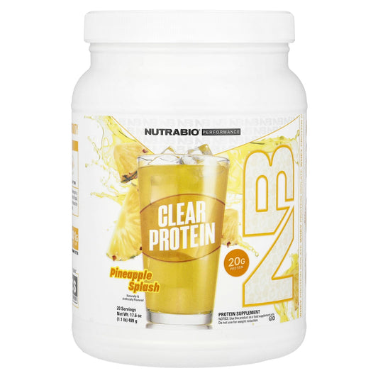 NutraBio, Performance, Clear Protein, Pineapple Splash, 1.1 lb (499 g) - Image 1