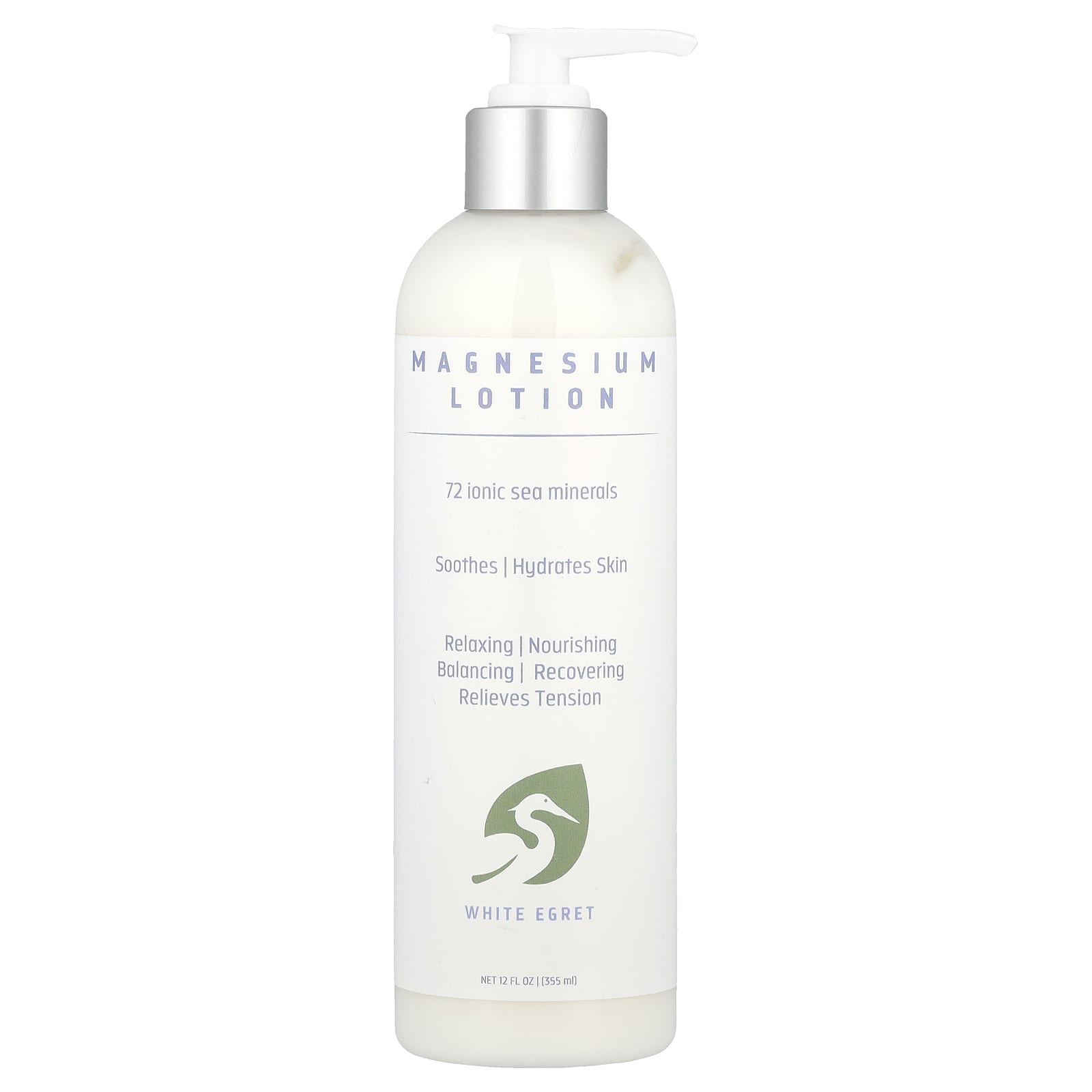 White Egret, Magnesium Lotion, 12 fl oz (355 ml) - Image 1