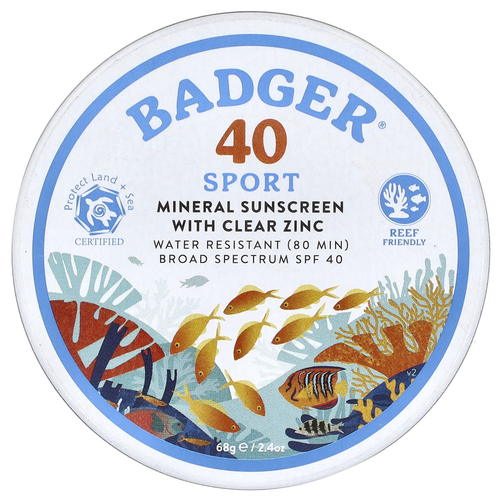 Badger Sport Mineral Sunscreen with Clear Zinc SPF 40, 2.4 oz - Image 1
