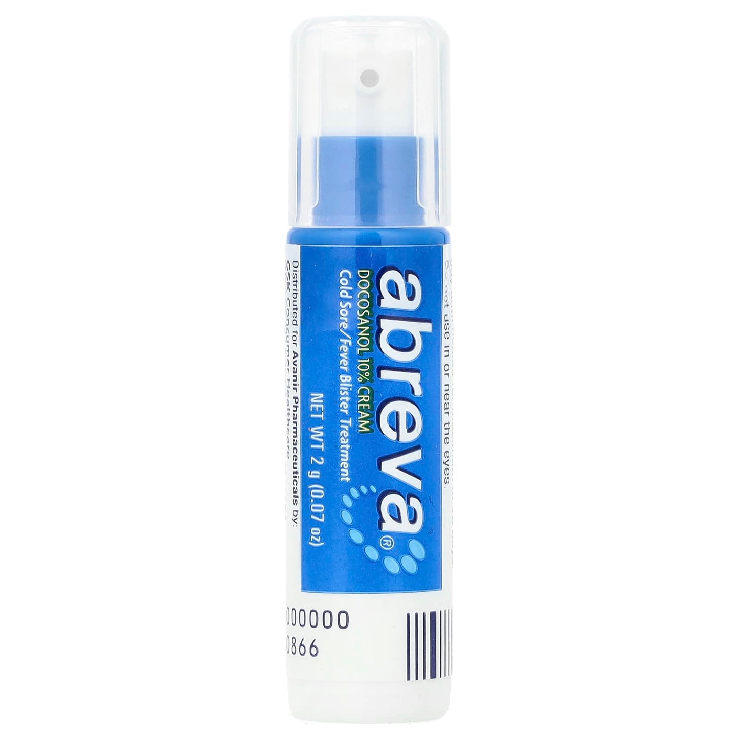 Abreva Cold Sore Treatment, Docosanol 10% Cream, 0.07 oz Pump - Image 1