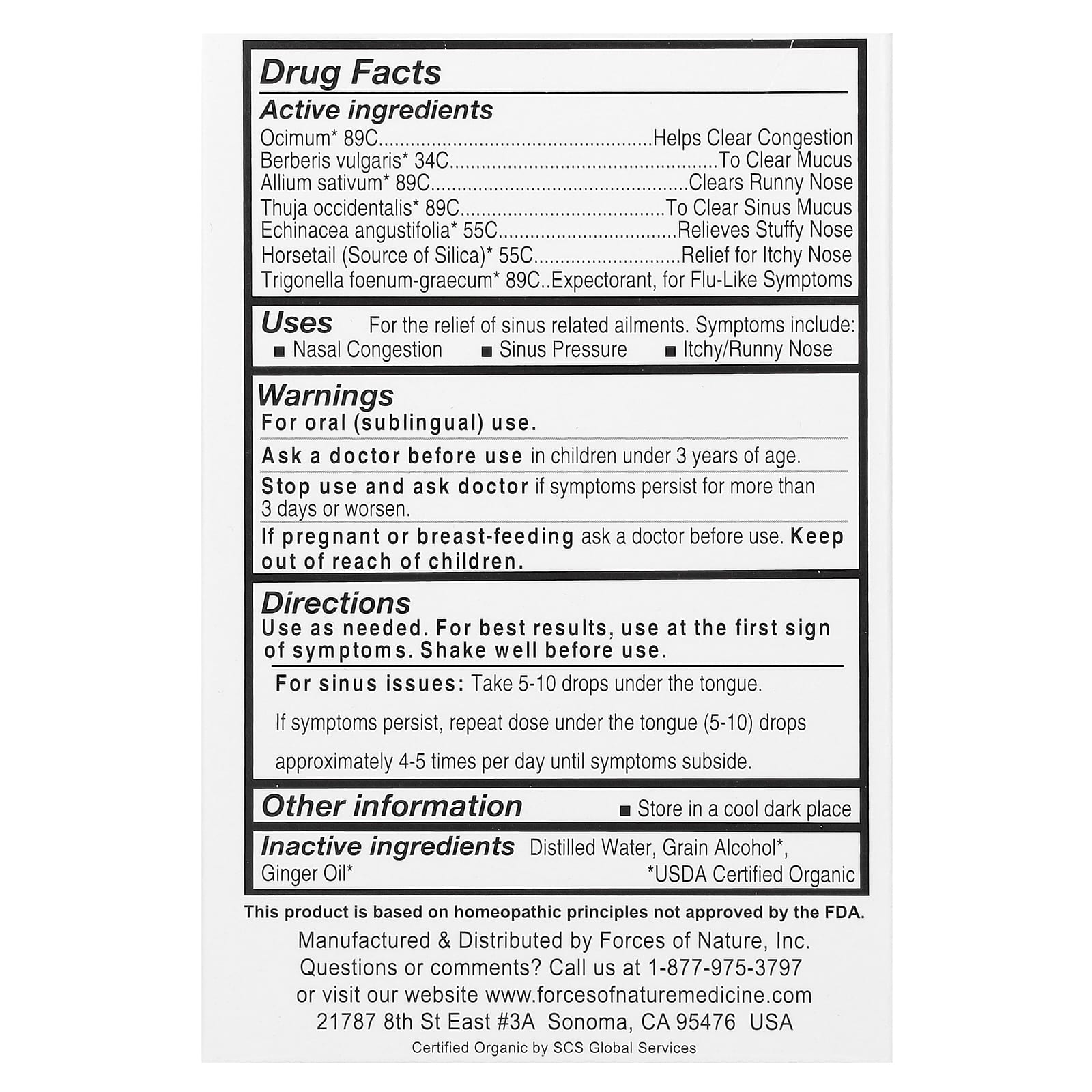 Forces of Nature Sinus Relief - Organic Plant Medicine - Image 2