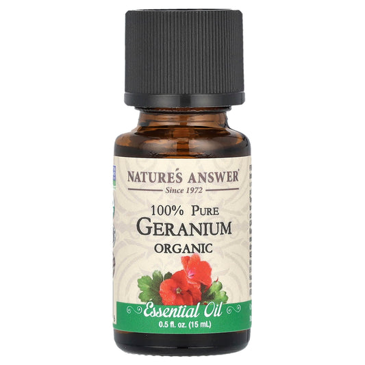 Nature's Answer, 100% Pure Organic Essential Oil, Geranium, 0.5 fl oz (15 ml) - Image 1