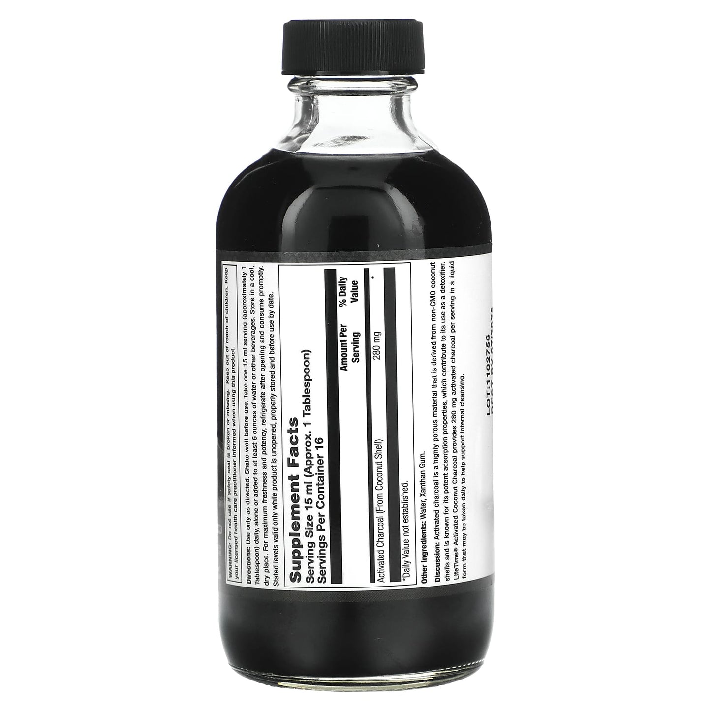 LifeTime Vitamins, Activated Coconut Charcoal, Unflavored, 280 mg, 8 fl oz (237 ml) - Image 2