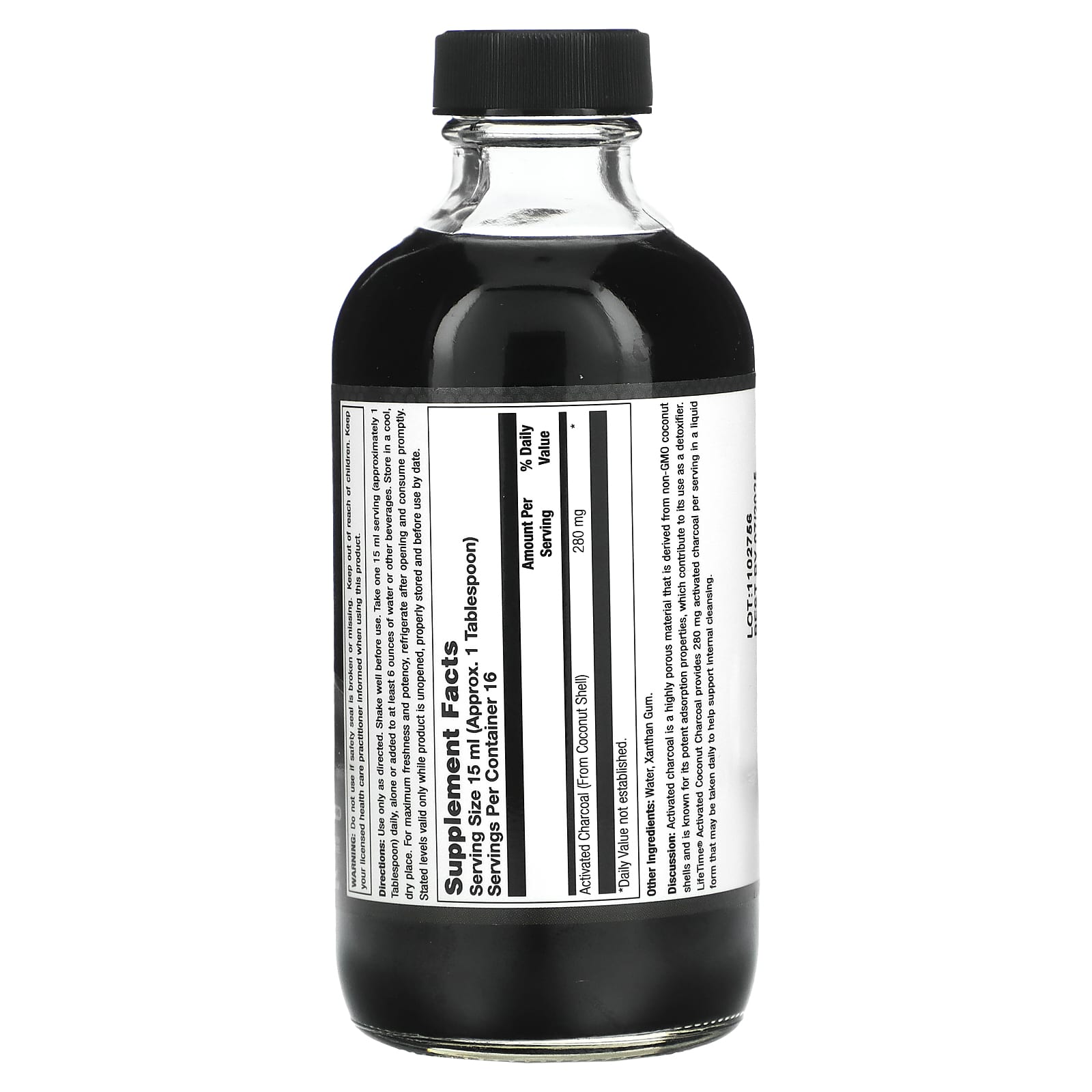 LifeTime Vitamins, Activated Coconut Charcoal, Unflavored, 280 mg, 8 fl oz (237 ml) - Image 2