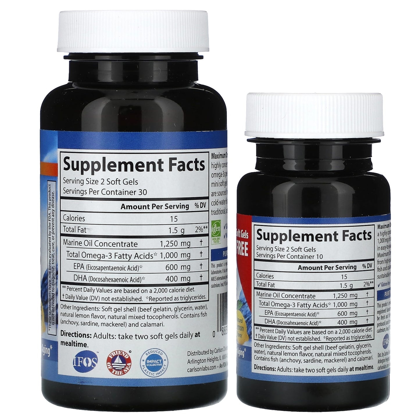 Carlson, Maximum Omega Minis, Natural Lemon, 1,000 mg, 80 Mini Soft Gels (500 mg per Soft Gel)